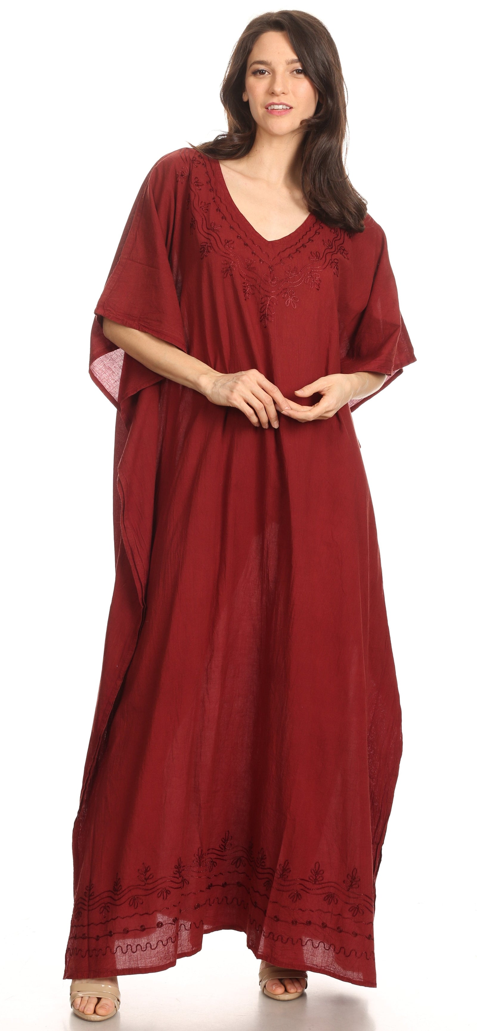 Vestido largo caftán informal Sakkas Favi para mujer, prenda de estar por casa en rayón