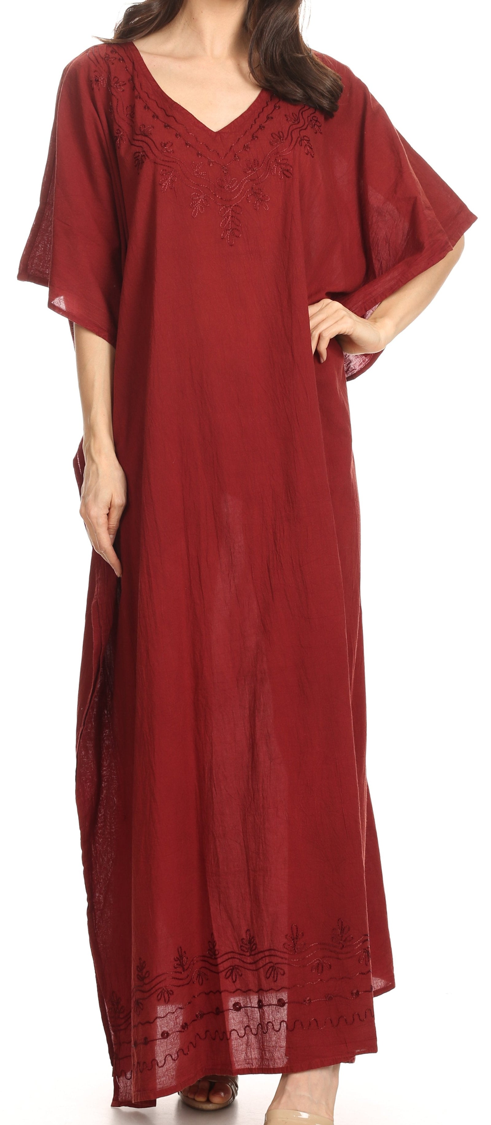 Vestido largo caftán informal Sakkas Favi para mujer, prenda de estar por casa en rayón