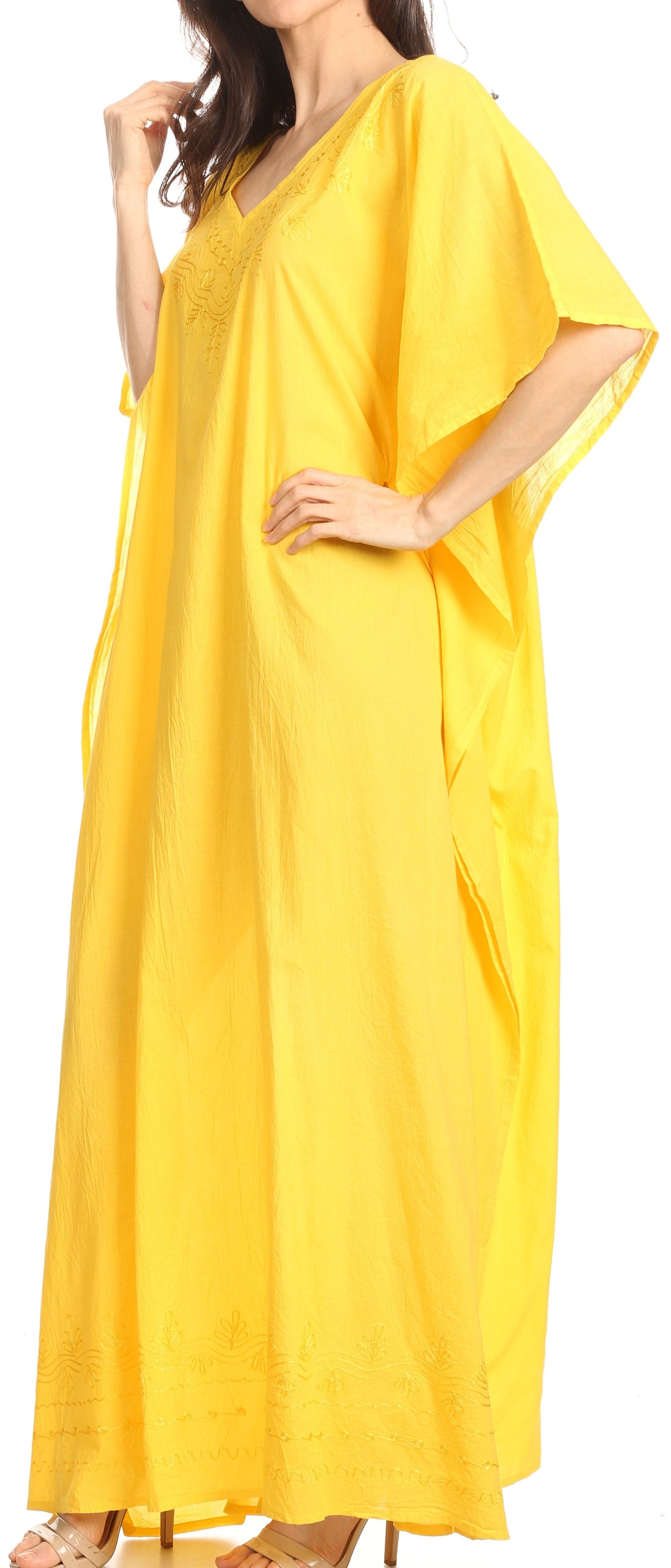 Vestido largo caftán informal Sakkas Favi para mujer, prenda de estar por casa en rayón
