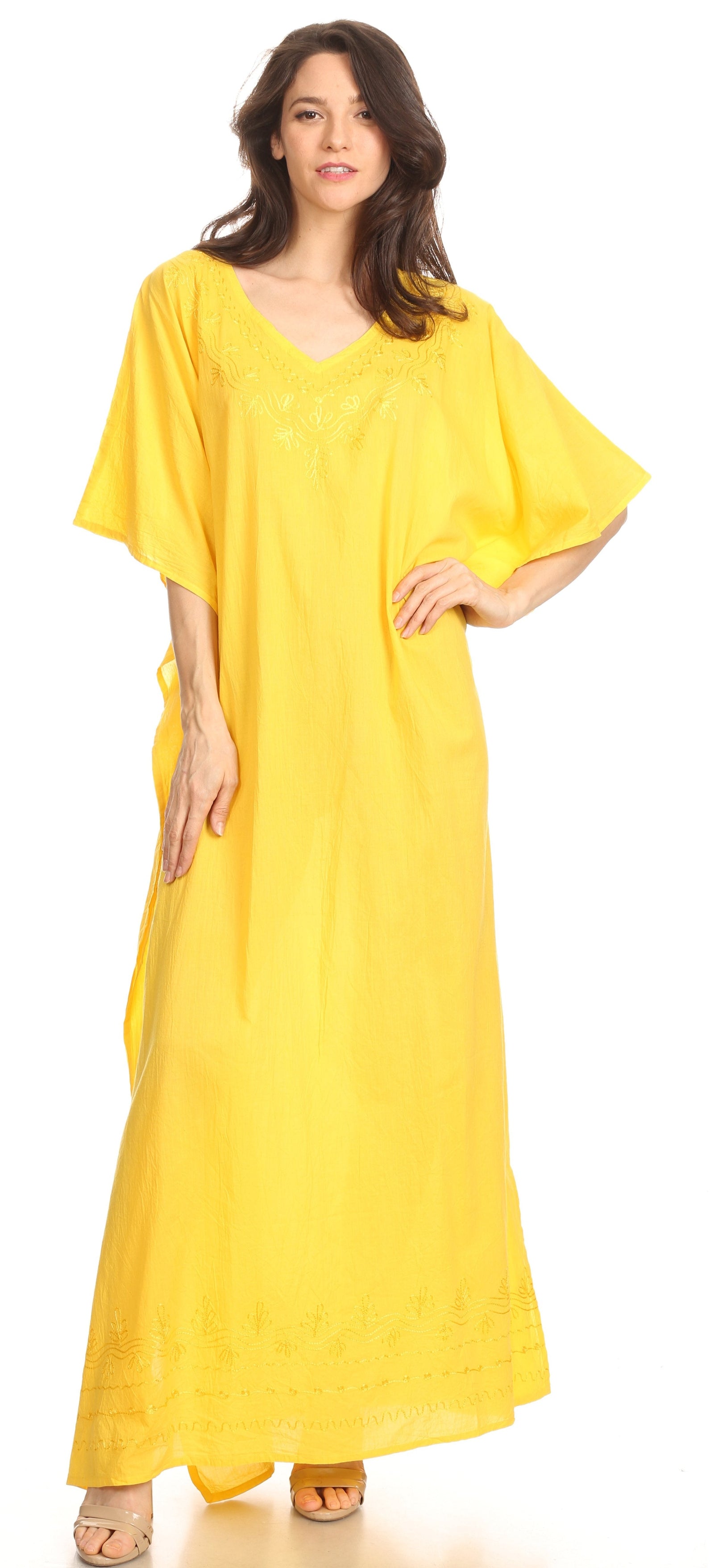 Vestido largo caftán informal Sakkas Favi para mujer, prenda de estar por casa en rayón
