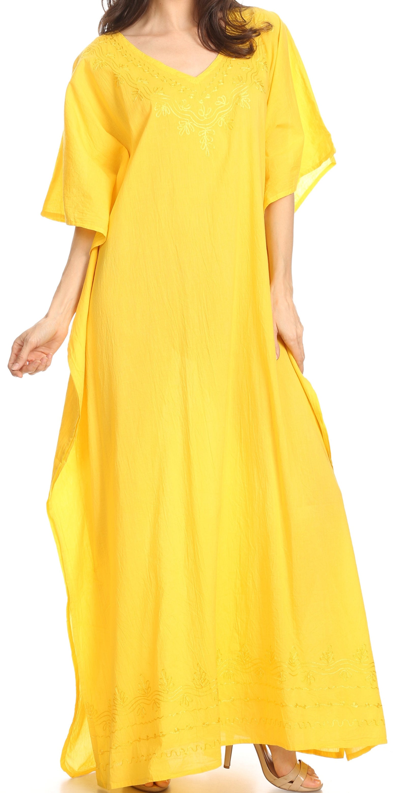 Vestido largo caftán informal Sakkas Favi para mujer, prenda de estar por casa en rayón