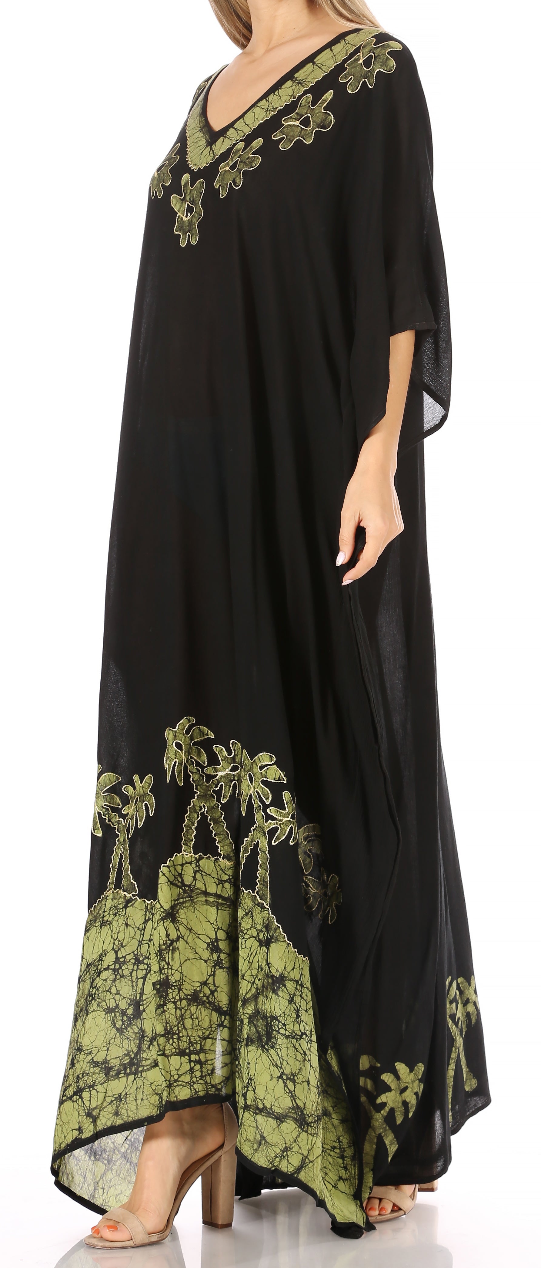 Vestido caftán largo informal bohemio Leonor de Sakkas para mujer, estilo caftán, para cubrirse.