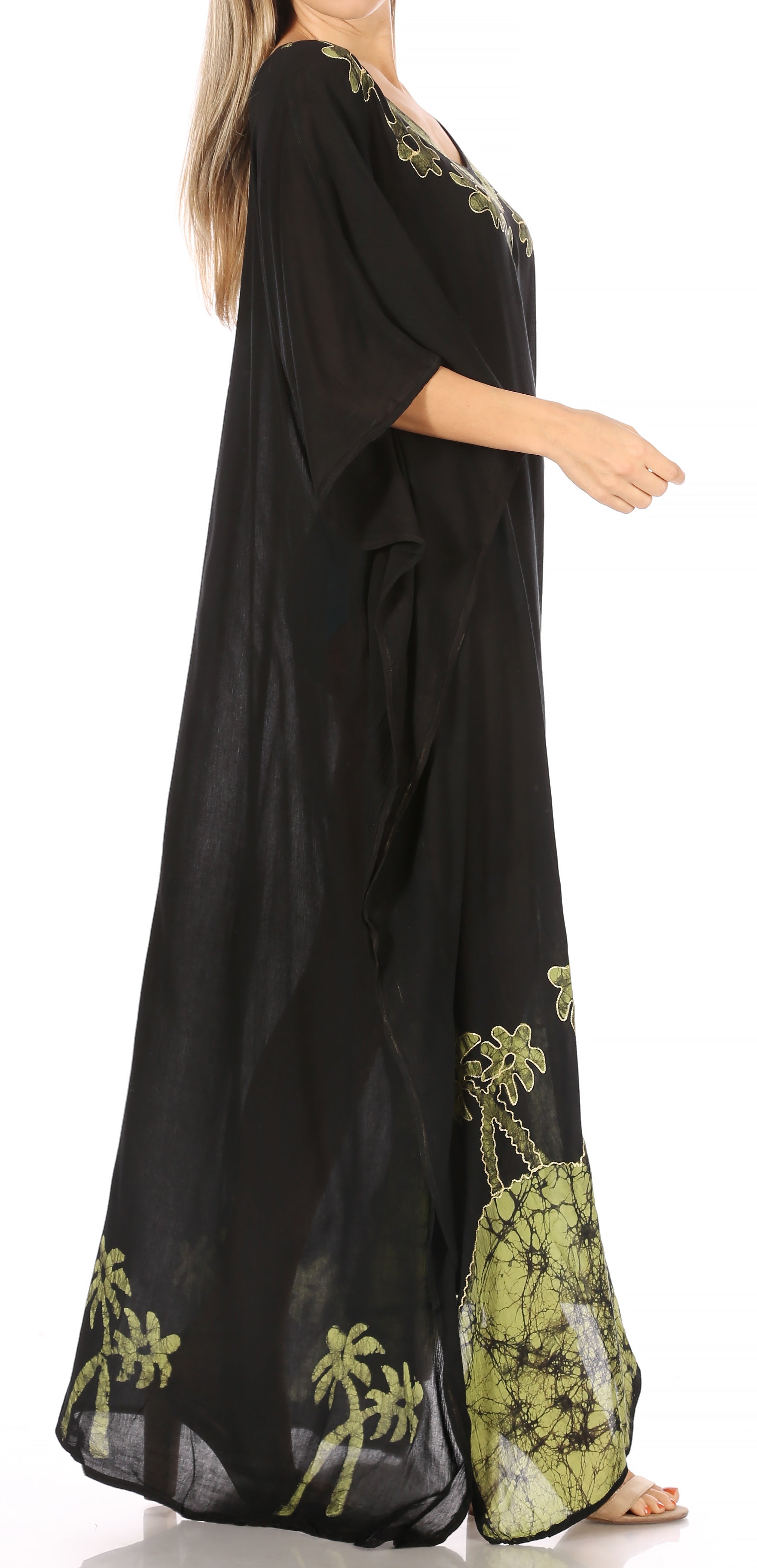 Vestido caftán largo informal bohemio Leonor de Sakkas para mujer, estilo caftán, para cubrirse.