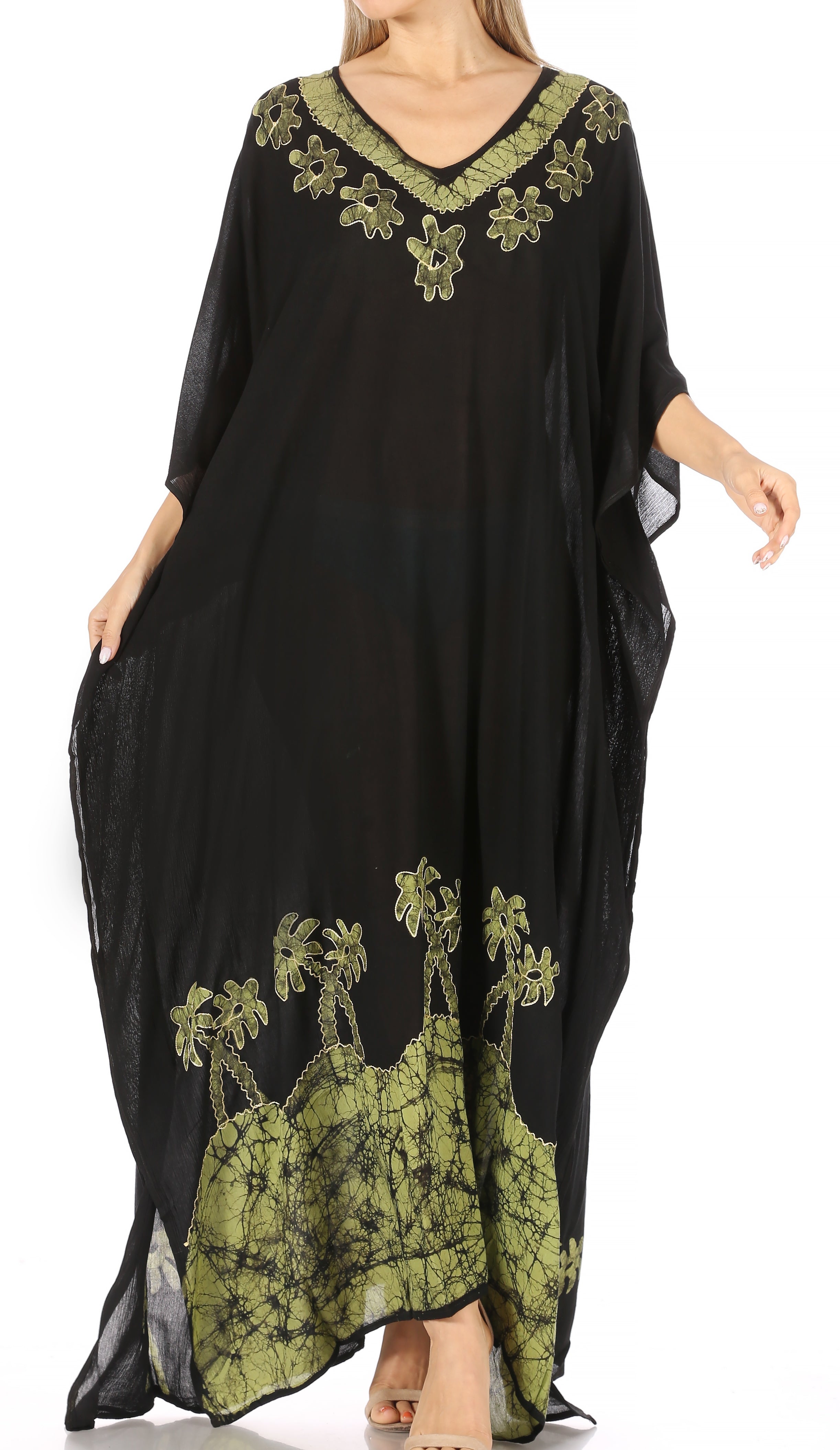 Vestido caftán largo informal bohemio Leonor de Sakkas para mujer, estilo caftán, para cubrirse.