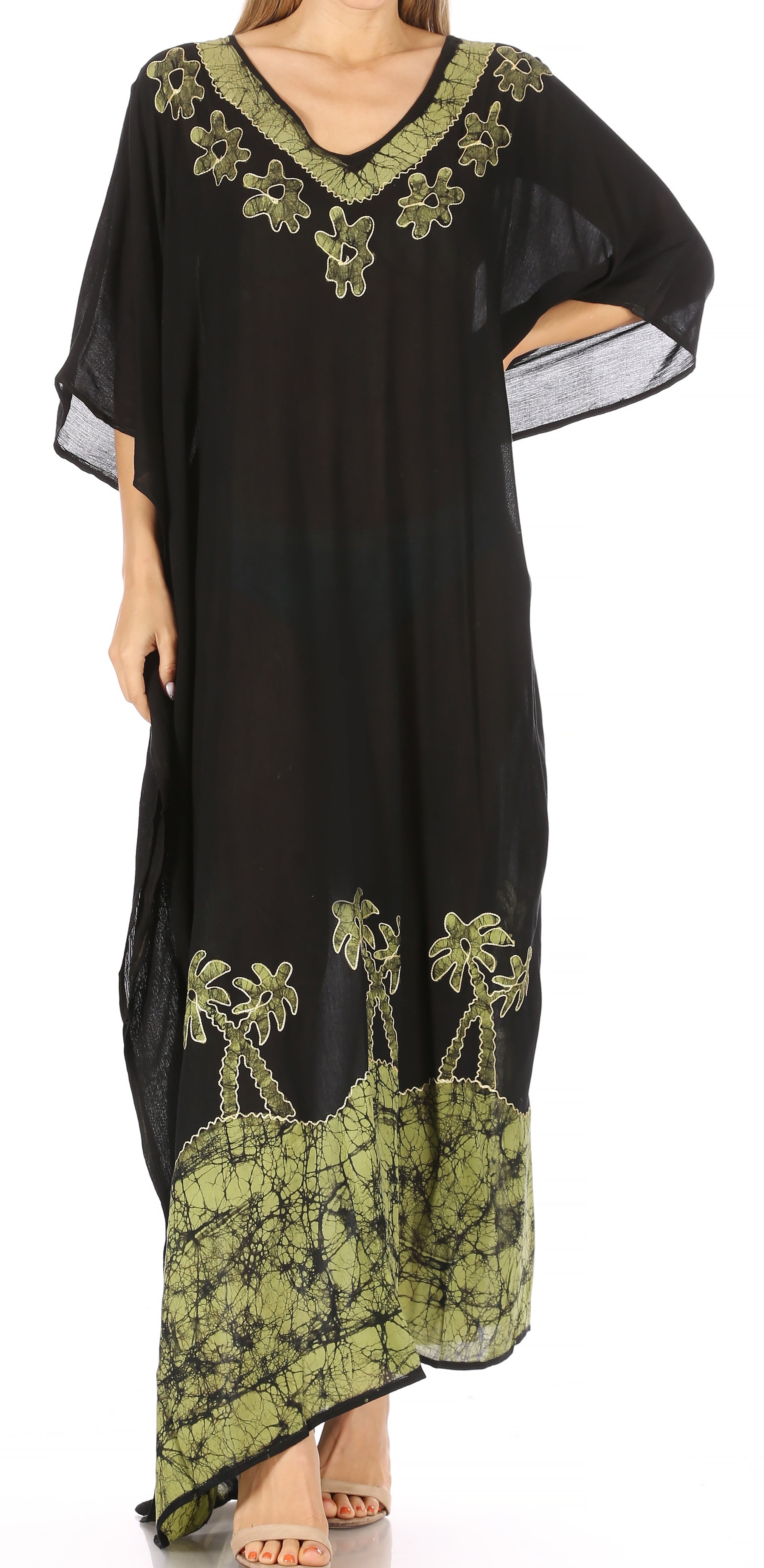 Vestido caftán largo informal bohemio Leonor de Sakkas para mujer, estilo caftán, para cubrirse.