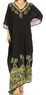 Vestido caftán largo informal bohemio Leonor de Sakkas para mujer, estilo caftán, para cubrirse.