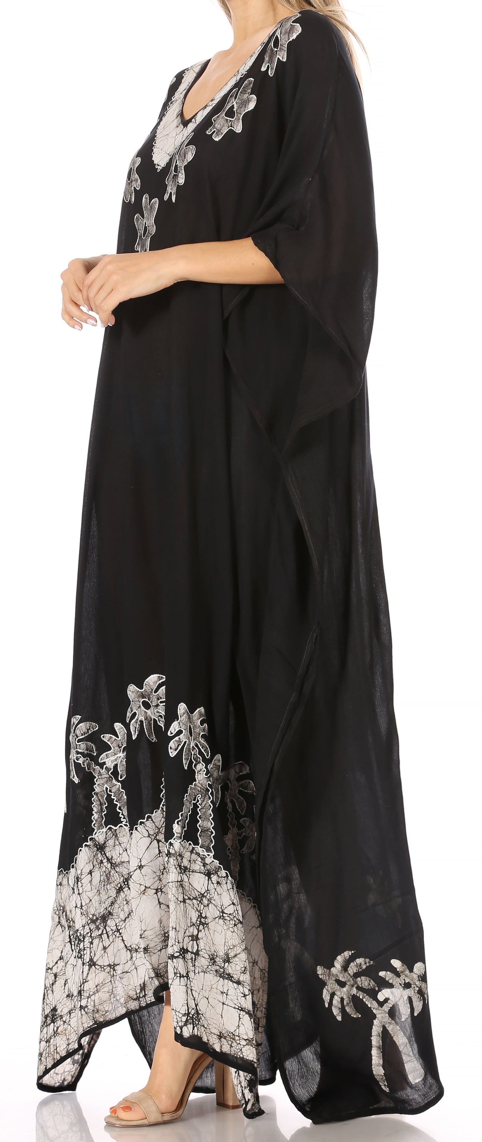 Vestido caftán largo informal bohemio Leonor de Sakkas para mujer, estilo caftán, para cubrirse.