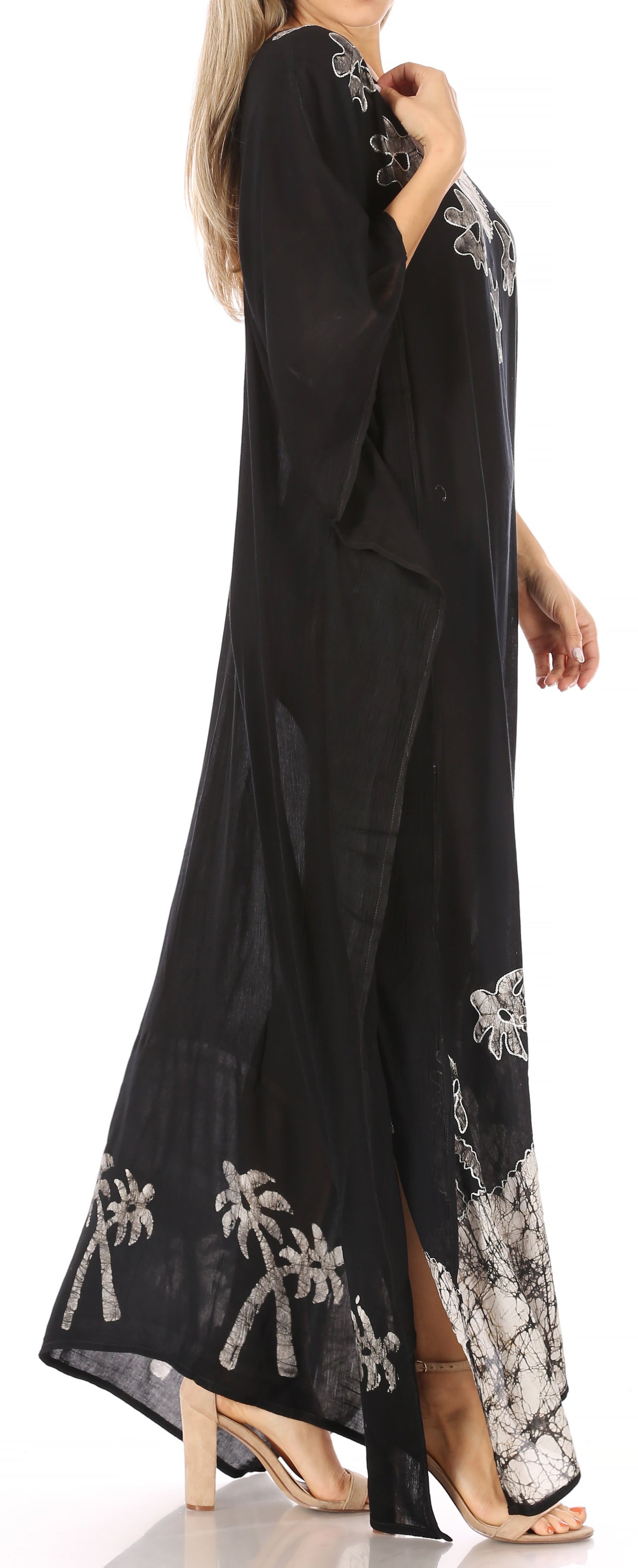 Vestido caftán largo informal bohemio Leonor de Sakkas para mujer, estilo caftán, para cubrirse.