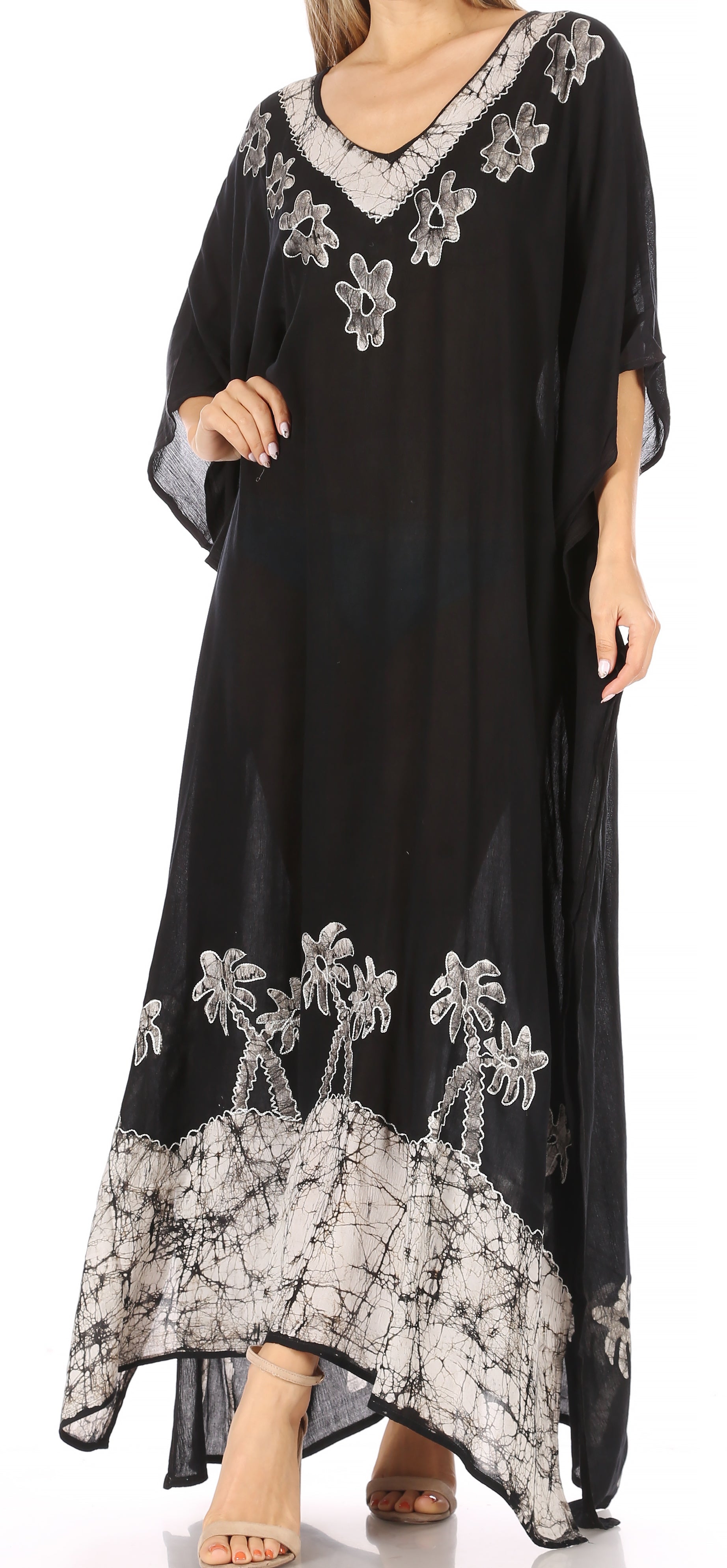 Vestido caftán largo informal bohemio Leonor de Sakkas para mujer, estilo caftán, para cubrirse.