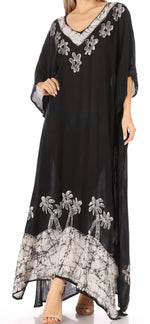 Vestido caftán largo informal bohemio Leonor de Sakkas para mujer, estilo caftán, para cubrirse.