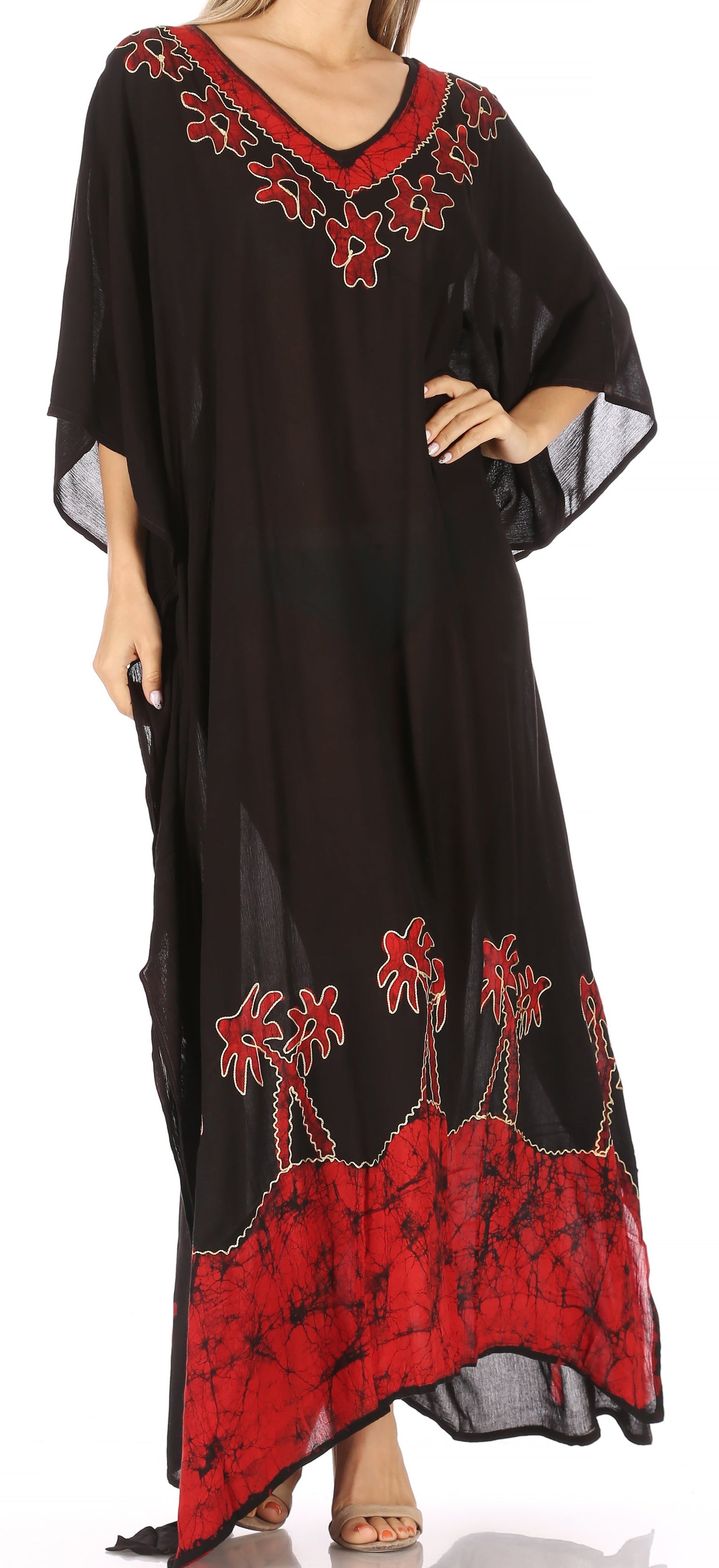 Vestido caftán largo informal bohemio Leonor de Sakkas para mujer, estilo caftán, para cubrirse.