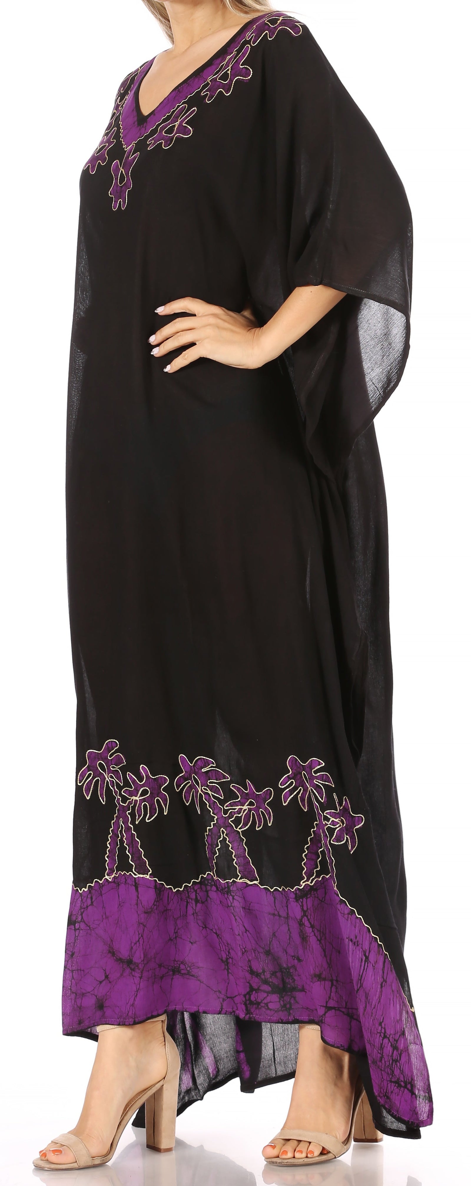Vestido caftán largo informal bohemio Leonor de Sakkas para mujer, estilo caftán, para cubrirse.
