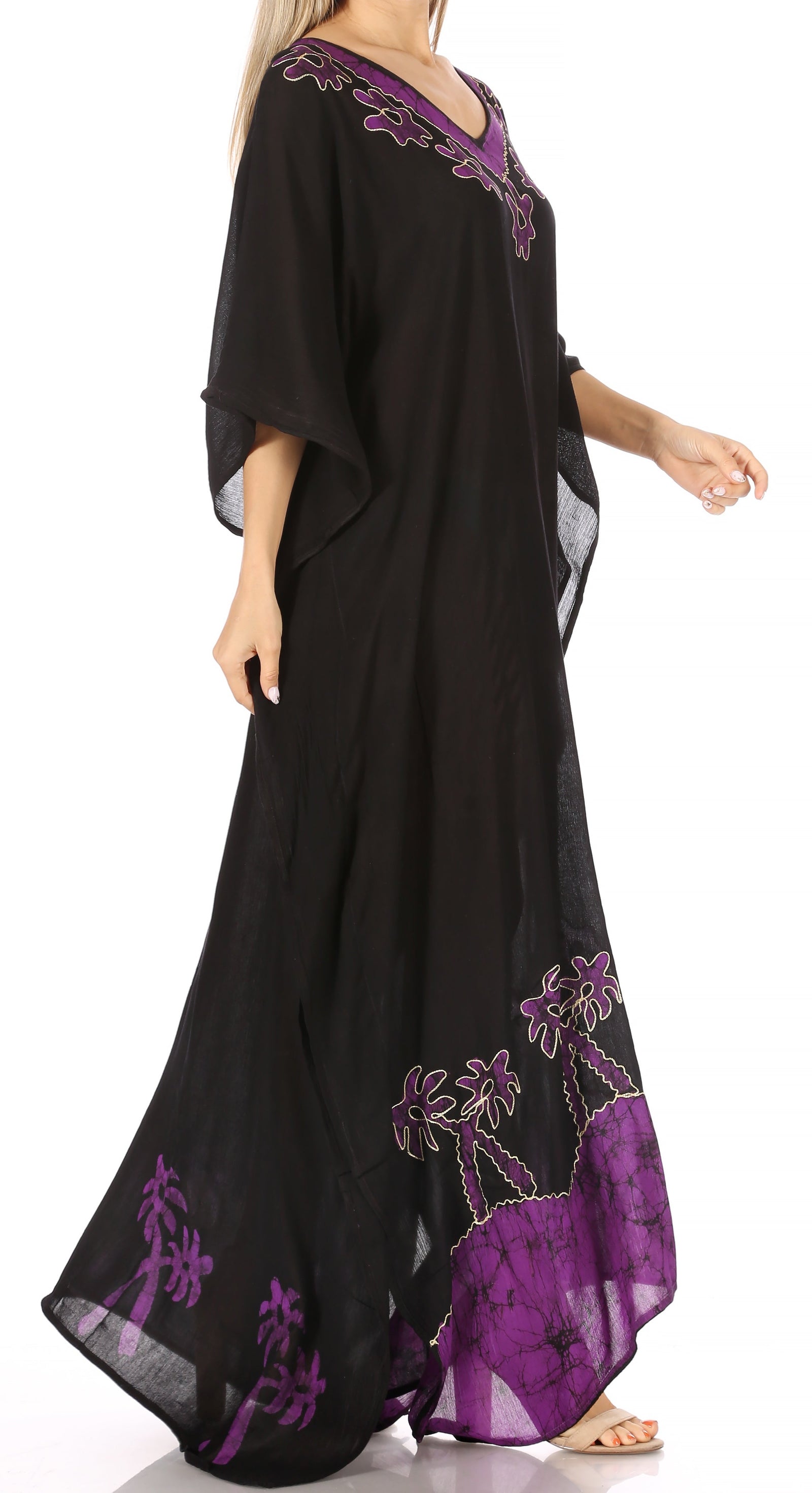 Vestido caftán largo informal bohemio Leonor de Sakkas para mujer, estilo caftán, para cubrirse.