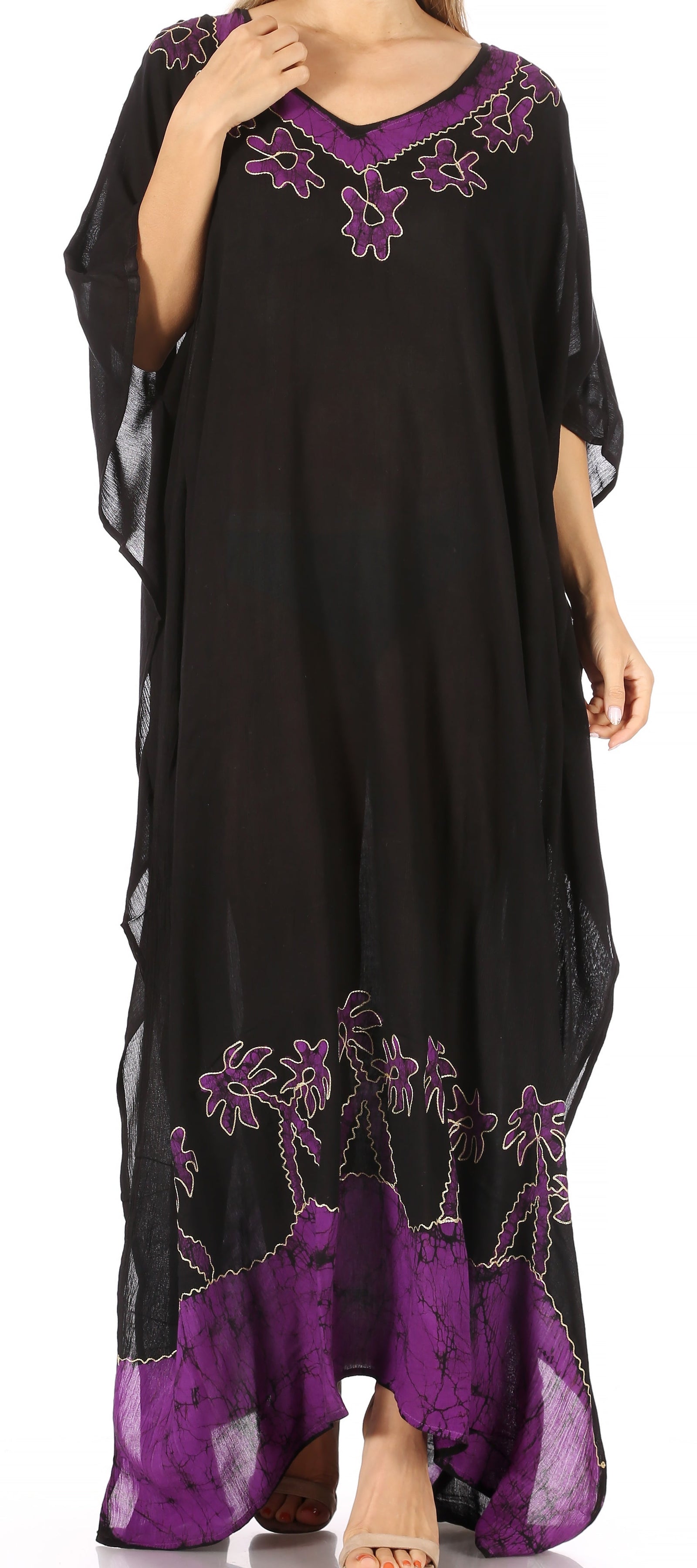 Vestido caftán largo informal bohemio Leonor de Sakkas para mujer, estilo caftán, para cubrirse.