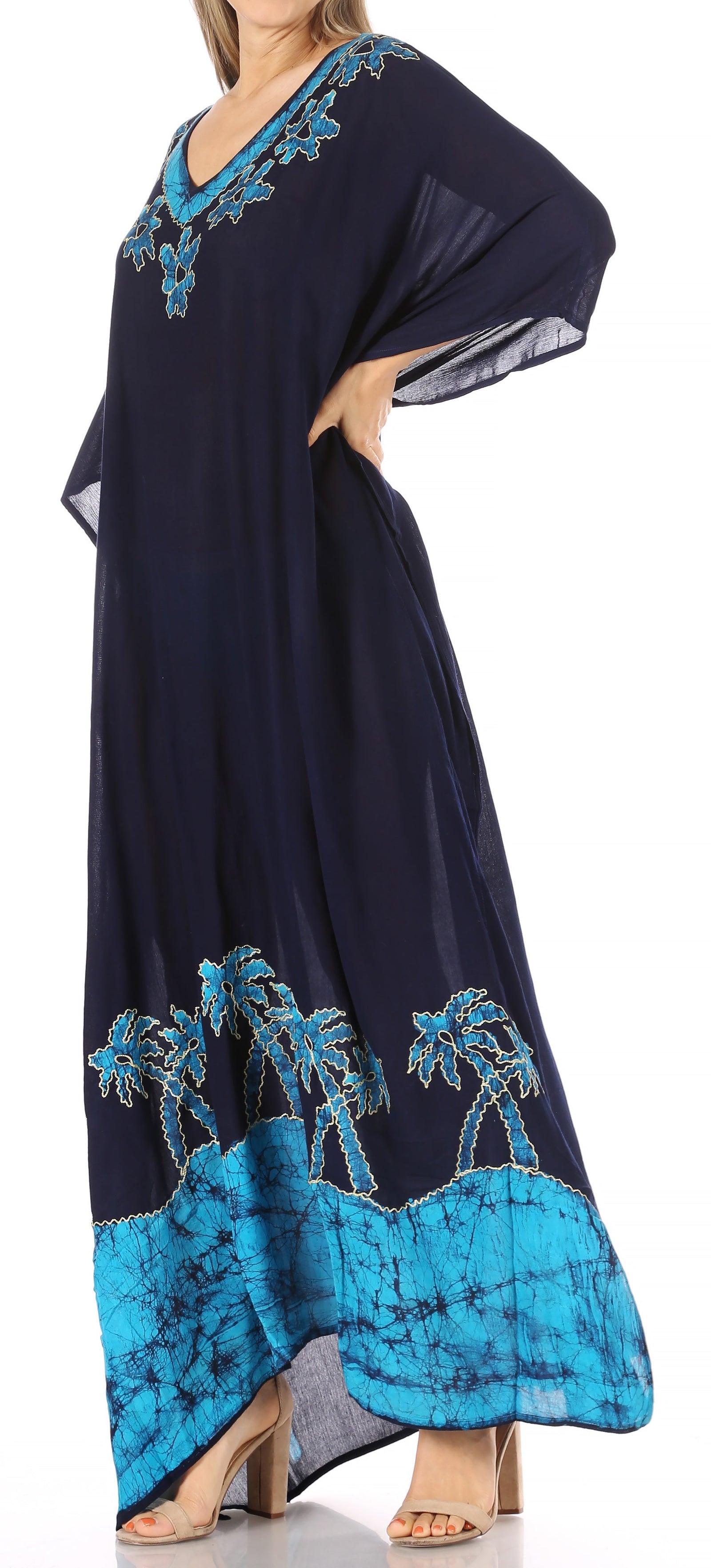 Vestido caftán largo informal bohemio Leonor de Sakkas para mujer, estilo caftán, para cubrirse.