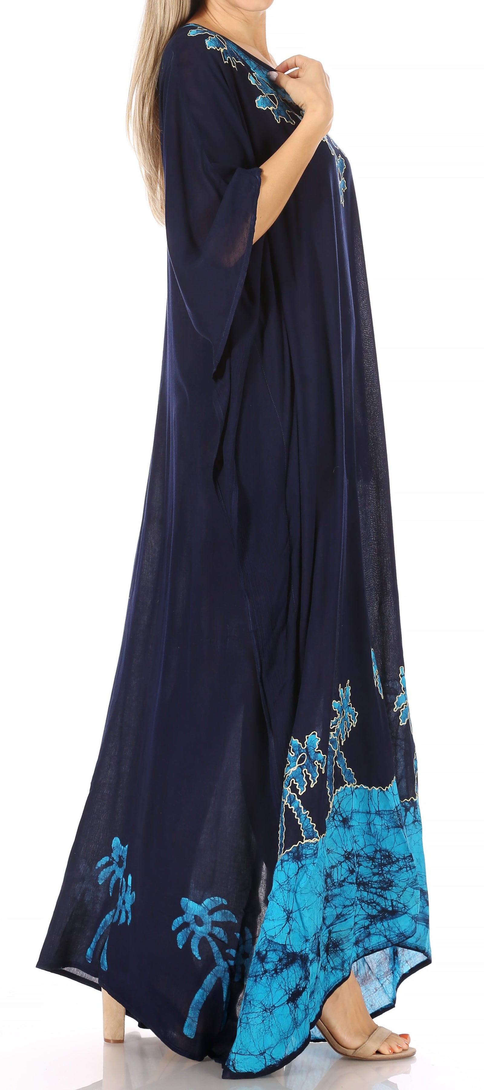 Vestido caftán largo informal bohemio Leonor de Sakkas para mujer, estilo caftán, para cubrirse.