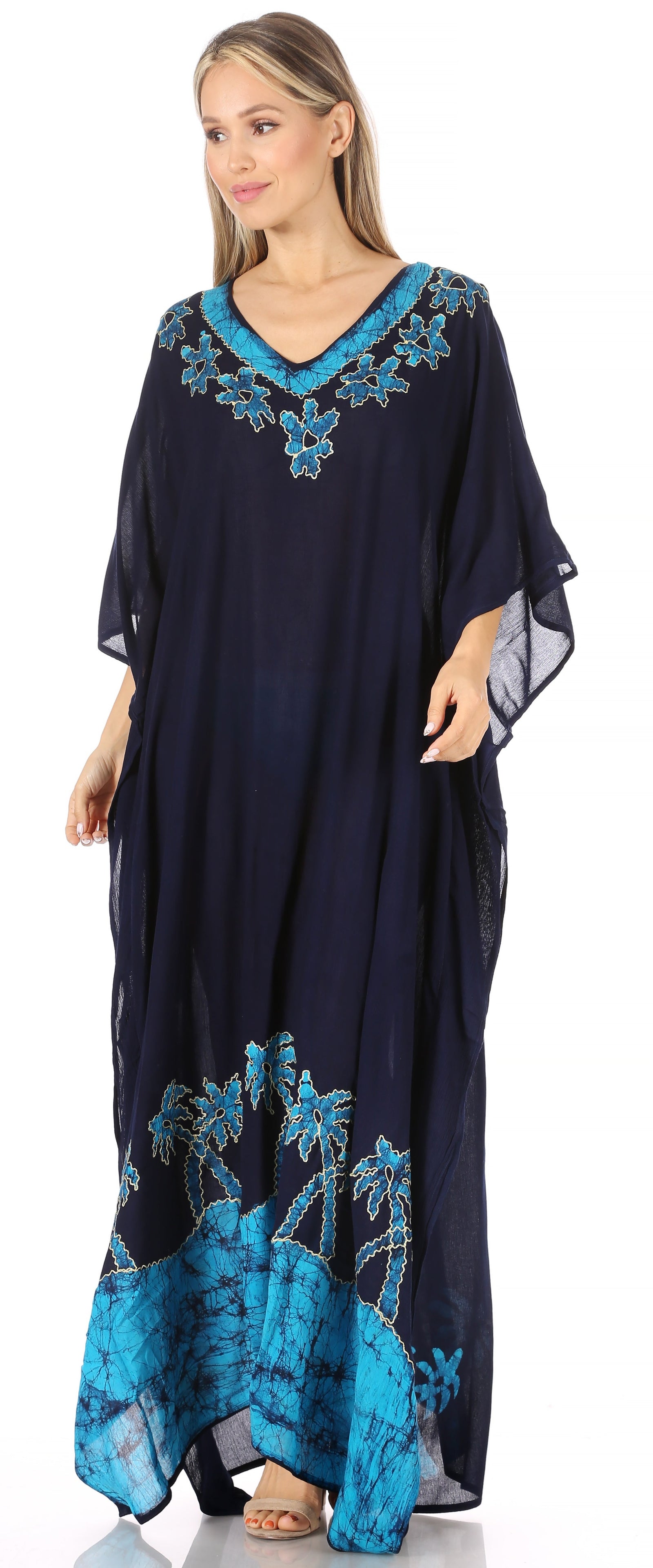 Vestido caftán largo informal bohemio Leonor de Sakkas para mujer, estilo caftán, para cubrirse.