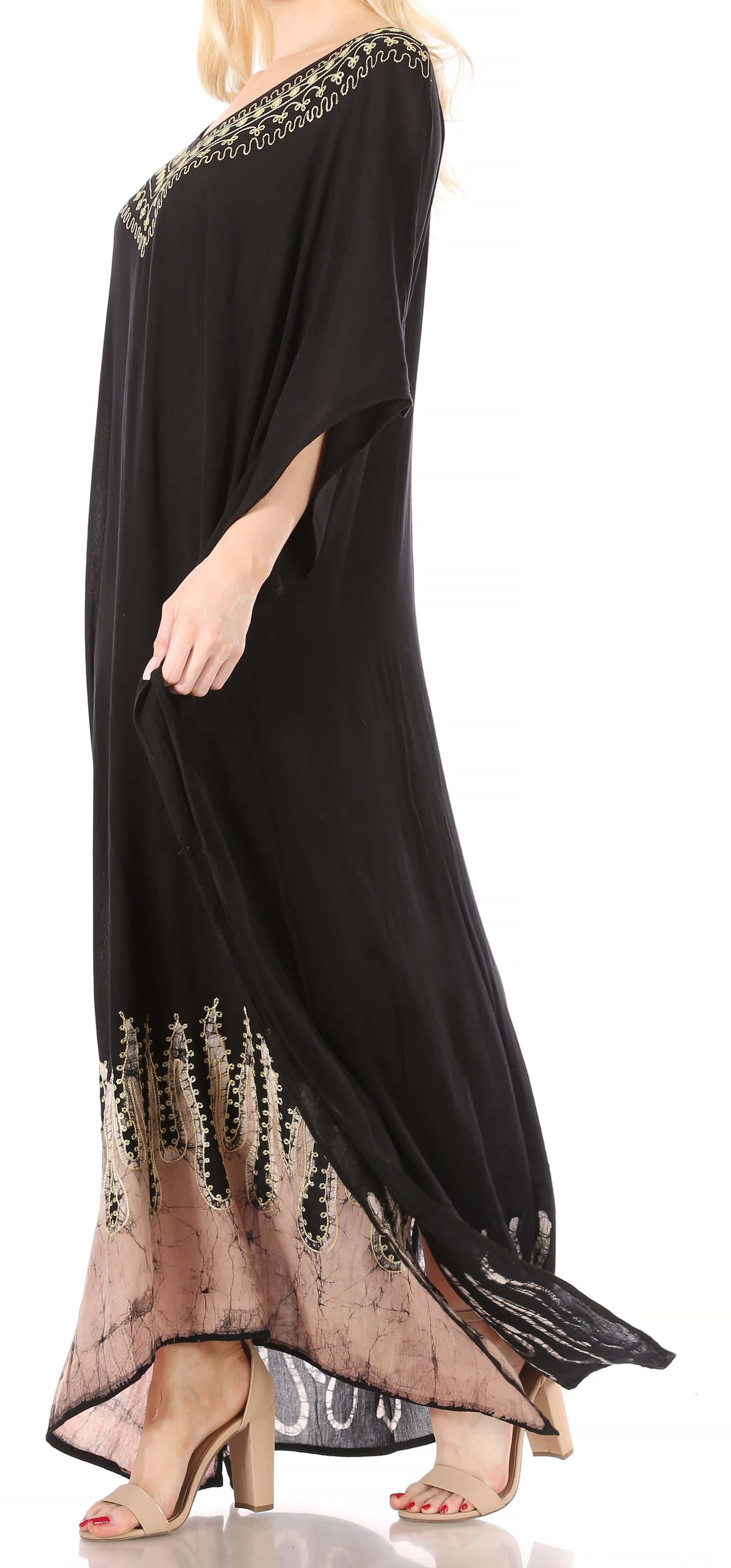 Vestido caftán largo informal bohemio Leonor de Sakkas para mujer, estilo caftán, para cubrirse.