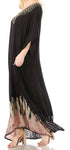 Vestido caftán largo informal bohemio Leonor de Sakkas para mujer, estilo caftán, para cubrirse.