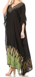 Vestido caftán largo informal bohemio Leonor de Sakkas para mujer, estilo caftán, para cubrirse.