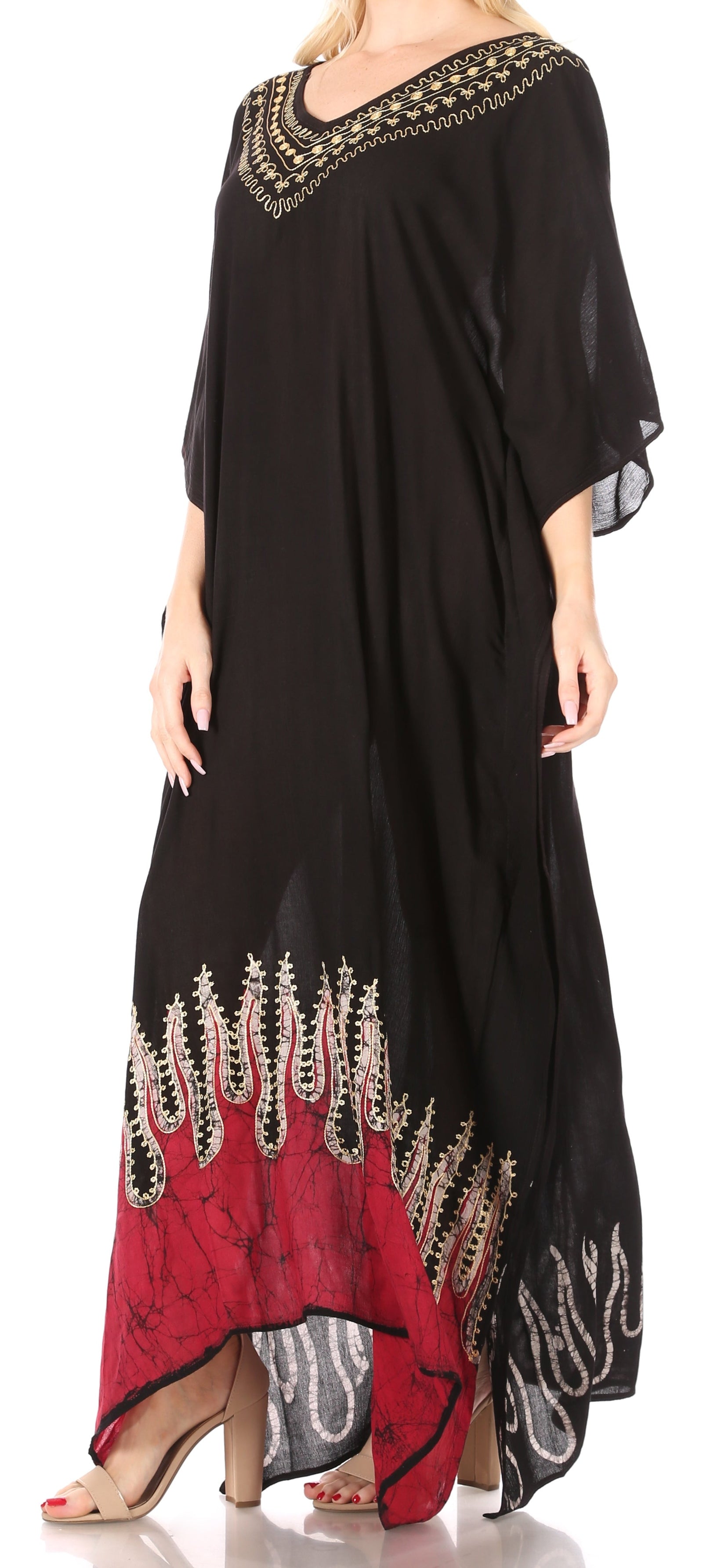 Vestido caftán largo informal bohemio Leonor de Sakkas para mujer, estilo caftán, para cubrirse.