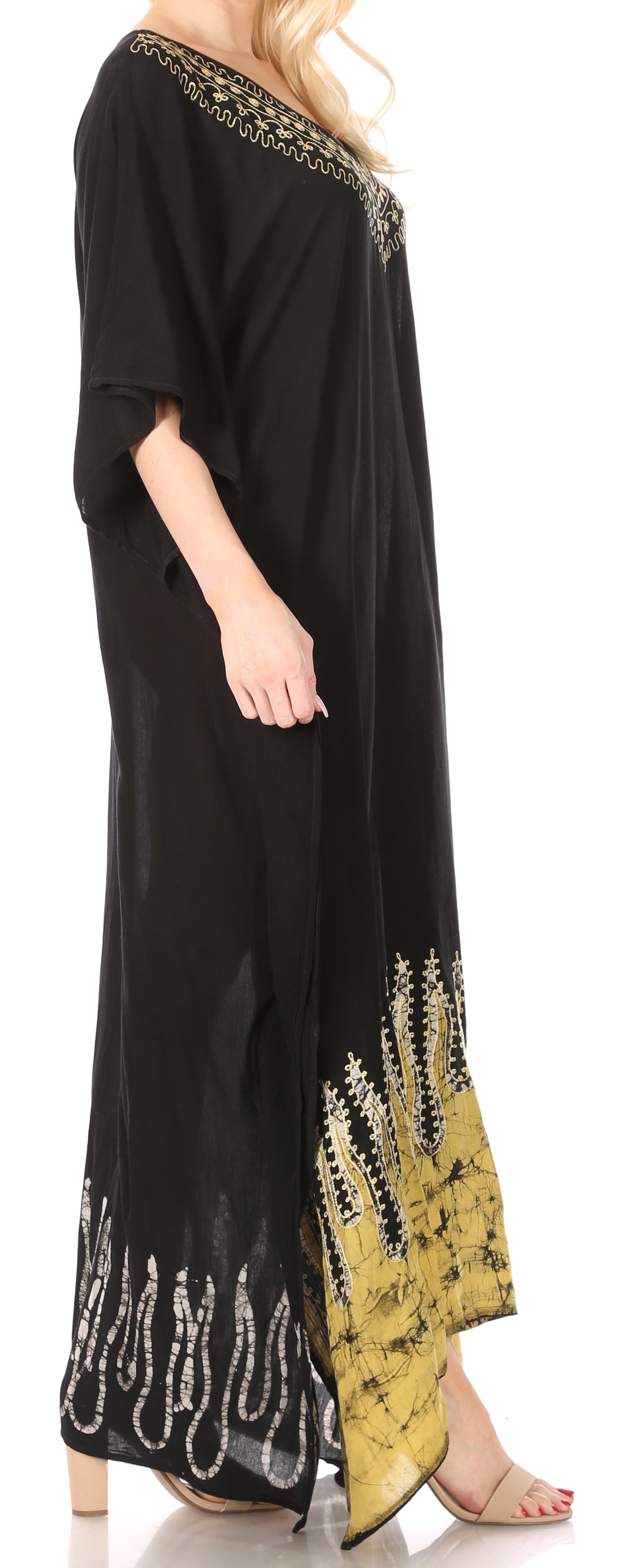 Vestido caftán largo informal bohemio Leonor de Sakkas para mujer, estilo caftán, para cubrirse.