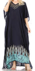 Vestido caftán largo informal bohemio Leonor de Sakkas para mujer, estilo caftán, para cubrirse.