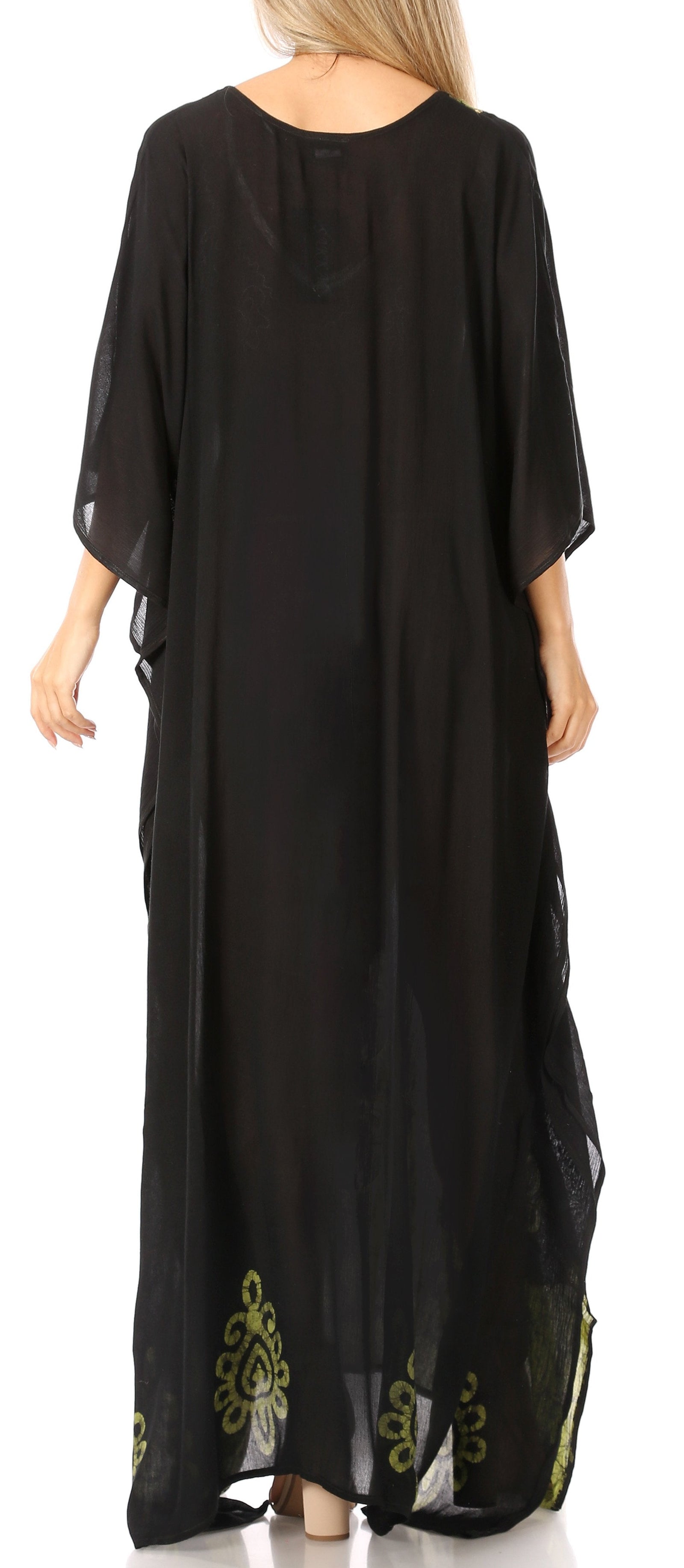 Vestido caftán largo informal bohemio Leonor de Sakkas para mujer, estilo caftán, para cubrirse.
