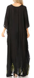 Vestido caftán largo informal bohemio Leonor de Sakkas para mujer, estilo caftán, para cubrirse.