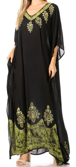 Vestido caftán largo informal bohemio Leonor de Sakkas para mujer, estilo caftán, para cubrirse.