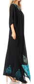 Vestido caftán largo informal bohemio Leonor de Sakkas para mujer, estilo caftán, para cubrirse.