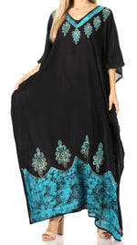 Vestido caftán largo informal bohemio Leonor de Sakkas para mujer, estilo caftán, para cubrirse.