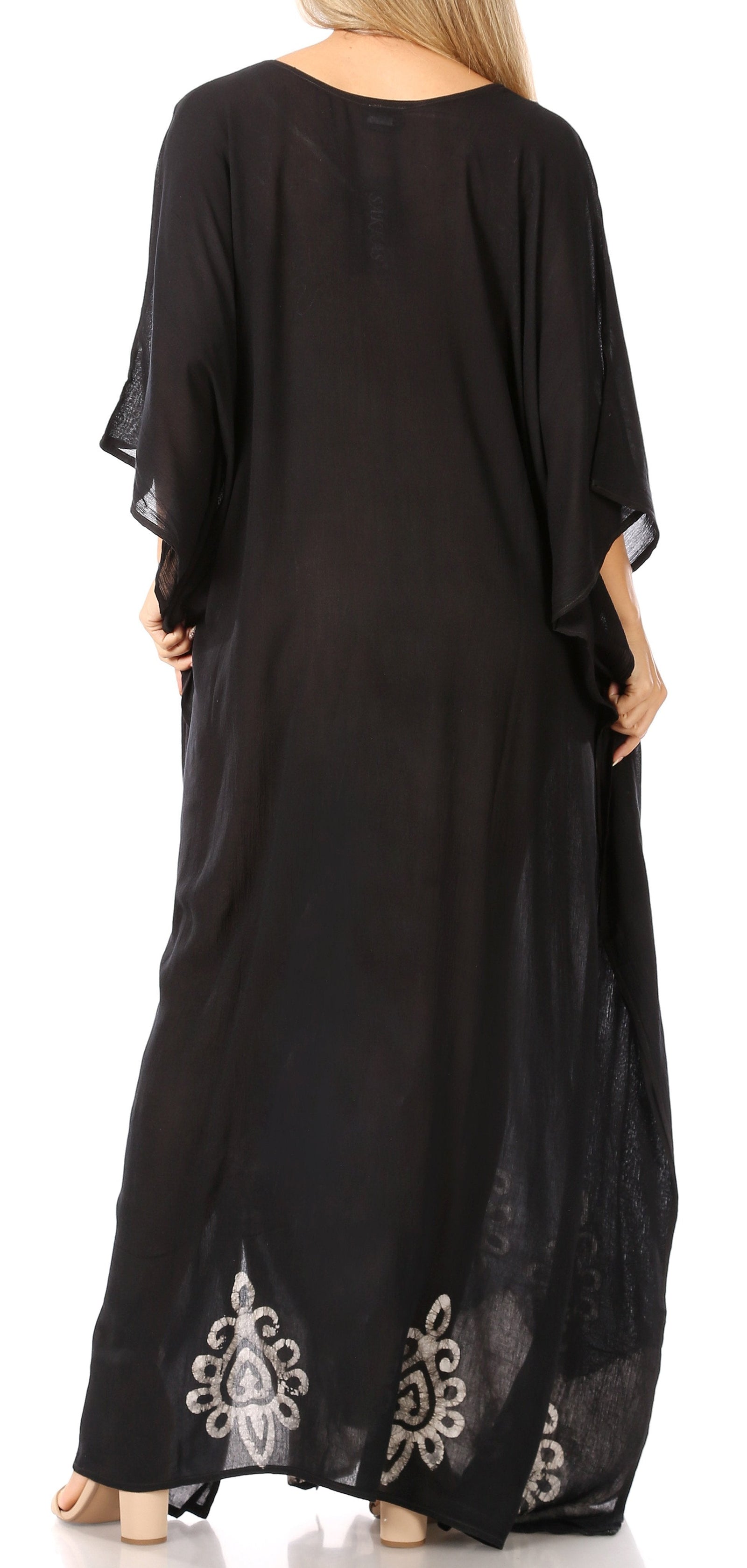 Vestido caftán largo informal bohemio Leonor de Sakkas para mujer, estilo caftán, para cubrirse.