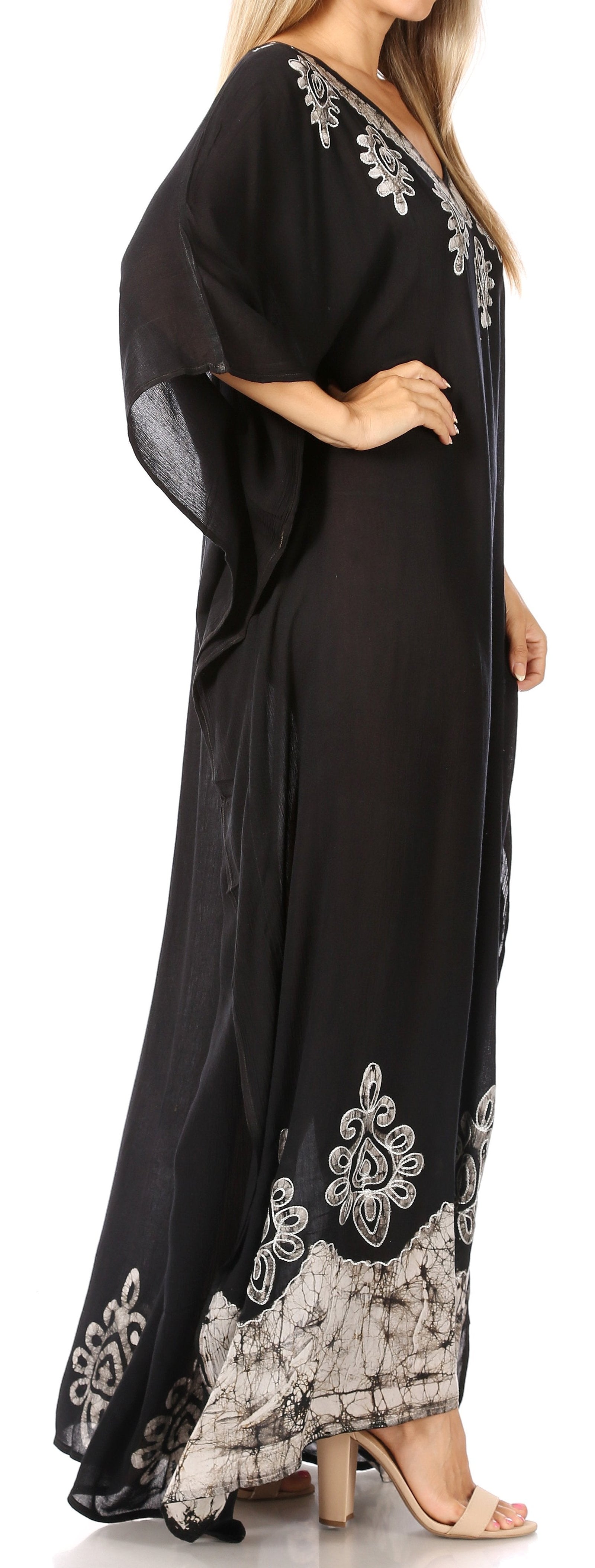 Vestido caftán largo informal bohemio Leonor de Sakkas para mujer, estilo caftán, para cubrirse.