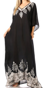 Vestido caftán largo informal bohemio Leonor de Sakkas para mujer, estilo caftán, para cubrirse.