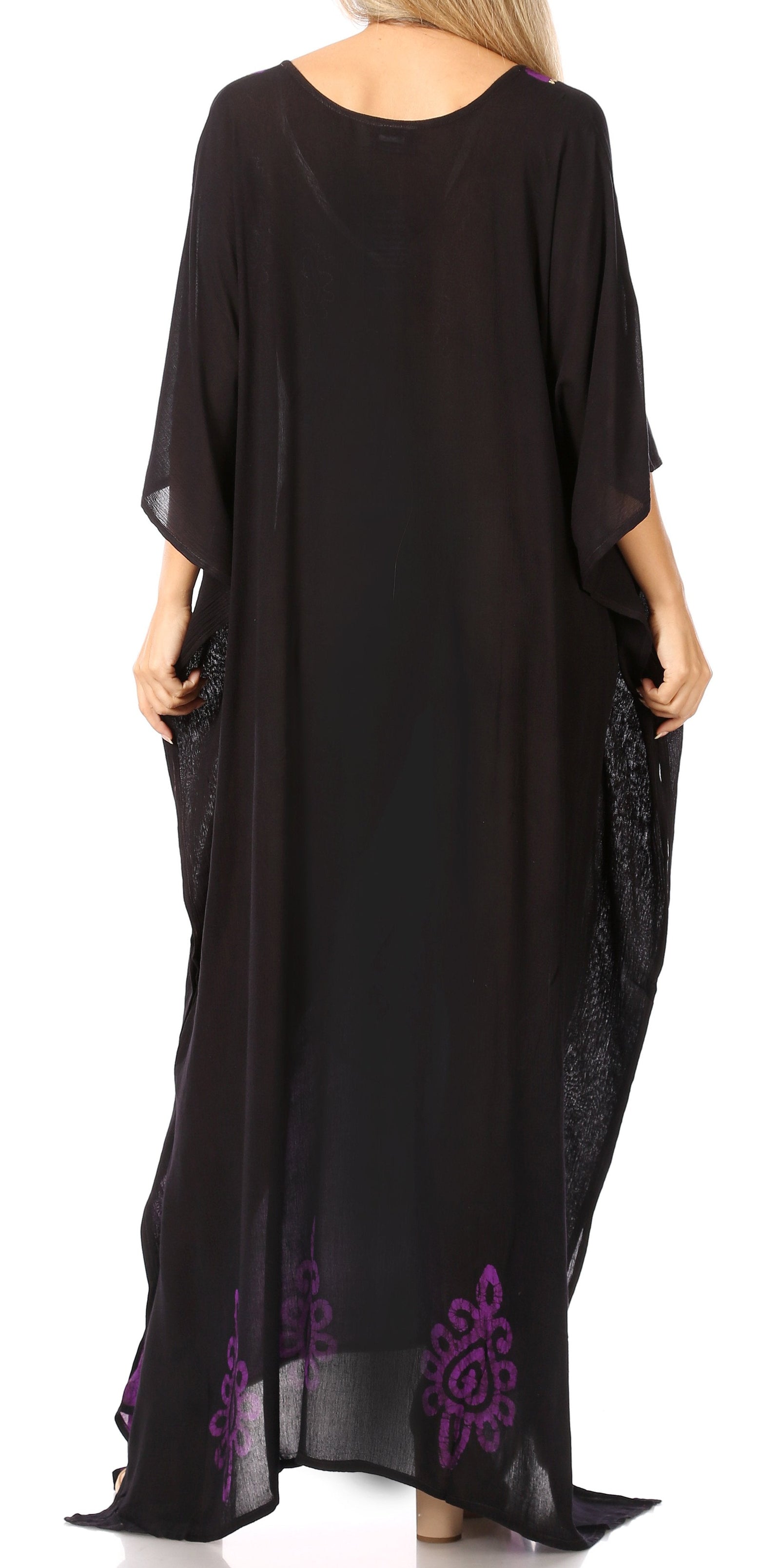 Vestido caftán largo informal bohemio Leonor de Sakkas para mujer, estilo caftán, para cubrirse.
