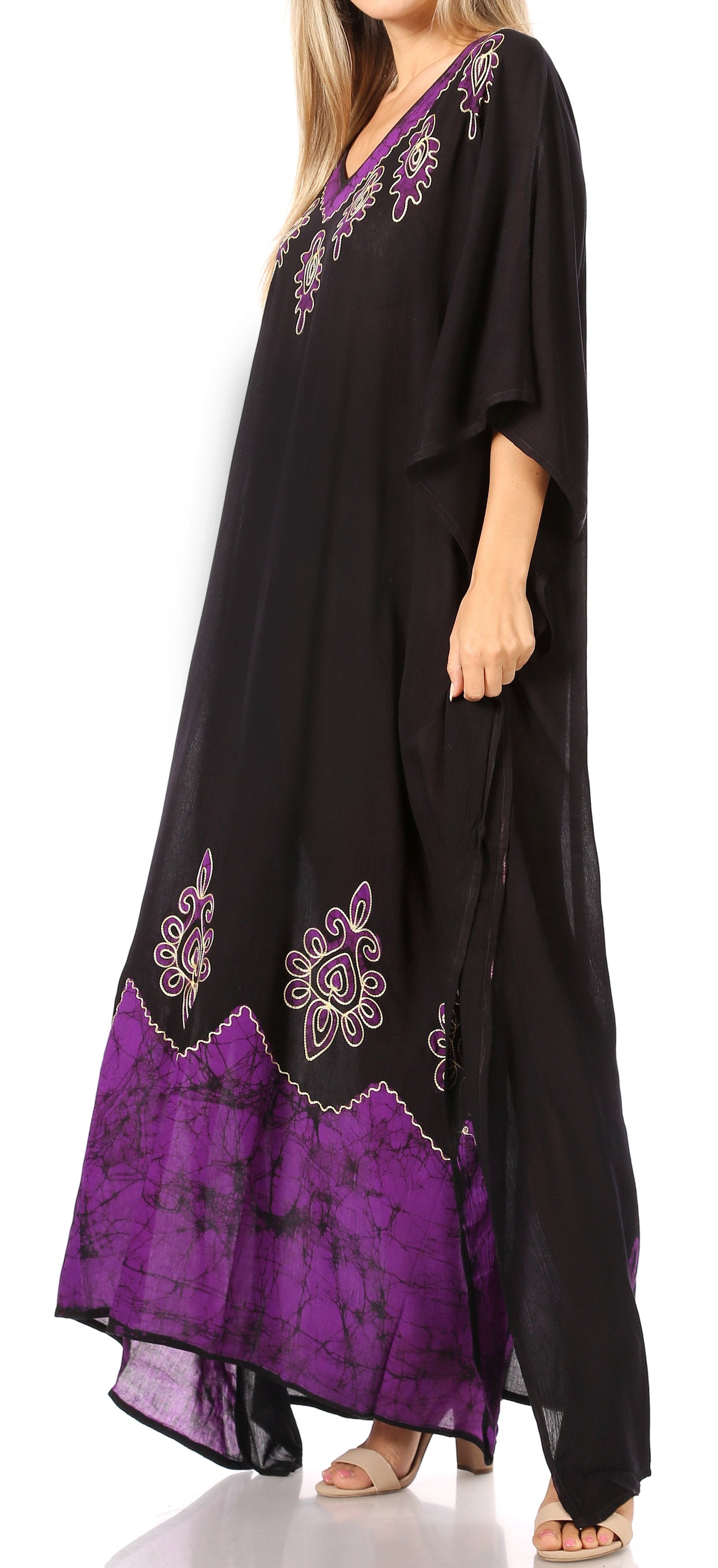 Vestido caftán largo informal bohemio Leonor de Sakkas para mujer, estilo caftán, para cubrirse.