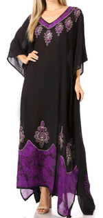 Vestido caftán largo informal bohemio Leonor de Sakkas para mujer, estilo caftán, para cubrirse.