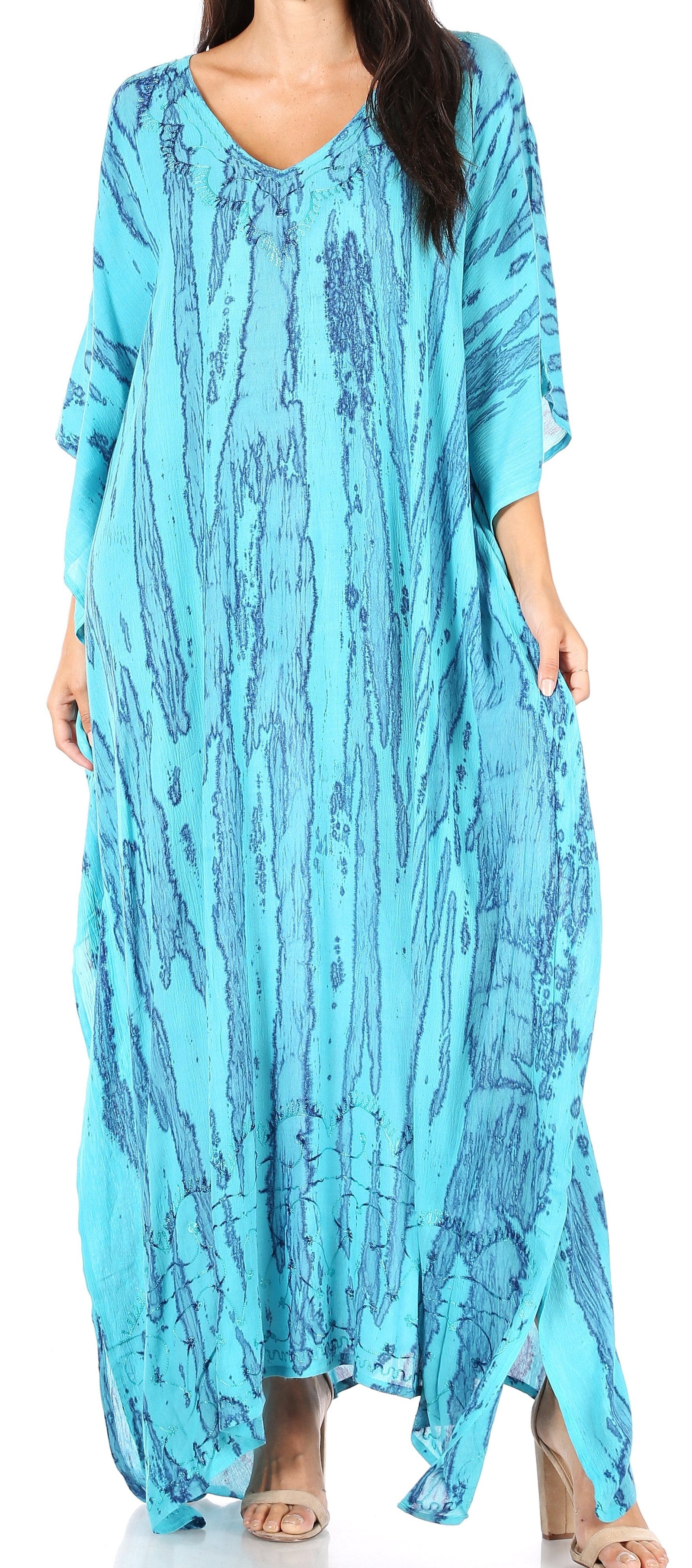 Sakkas Catia Women's Boho-Style Long Maxi Caftan for Lounging and Casual Wear