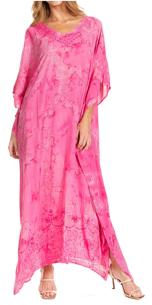 Sakkas Catia Women's Boho-Style Long Maxi Caftan for Lounging and Casual Wear