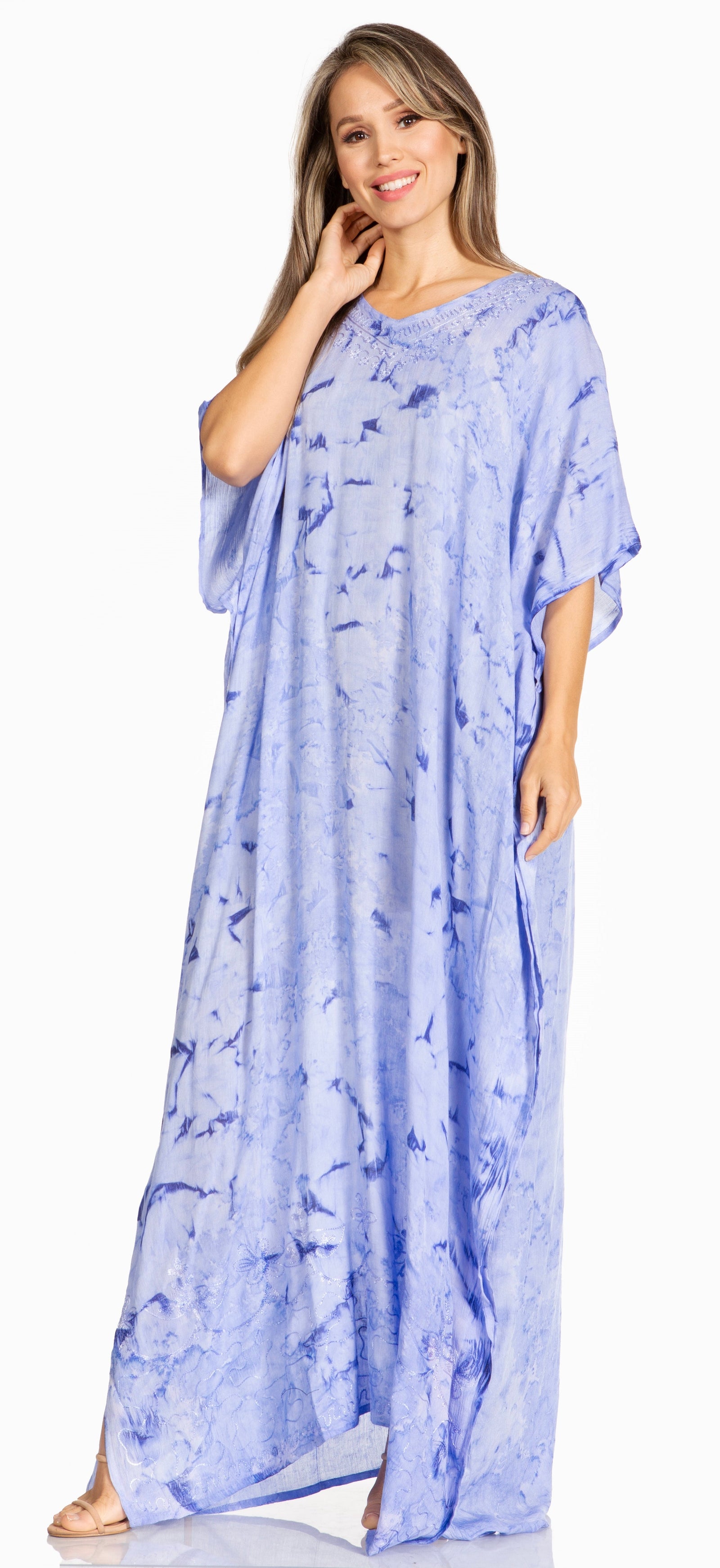 Sakkas Pilar Petite Women's Beach Maxi Caftan Dress in Short Sleeve Casual Style