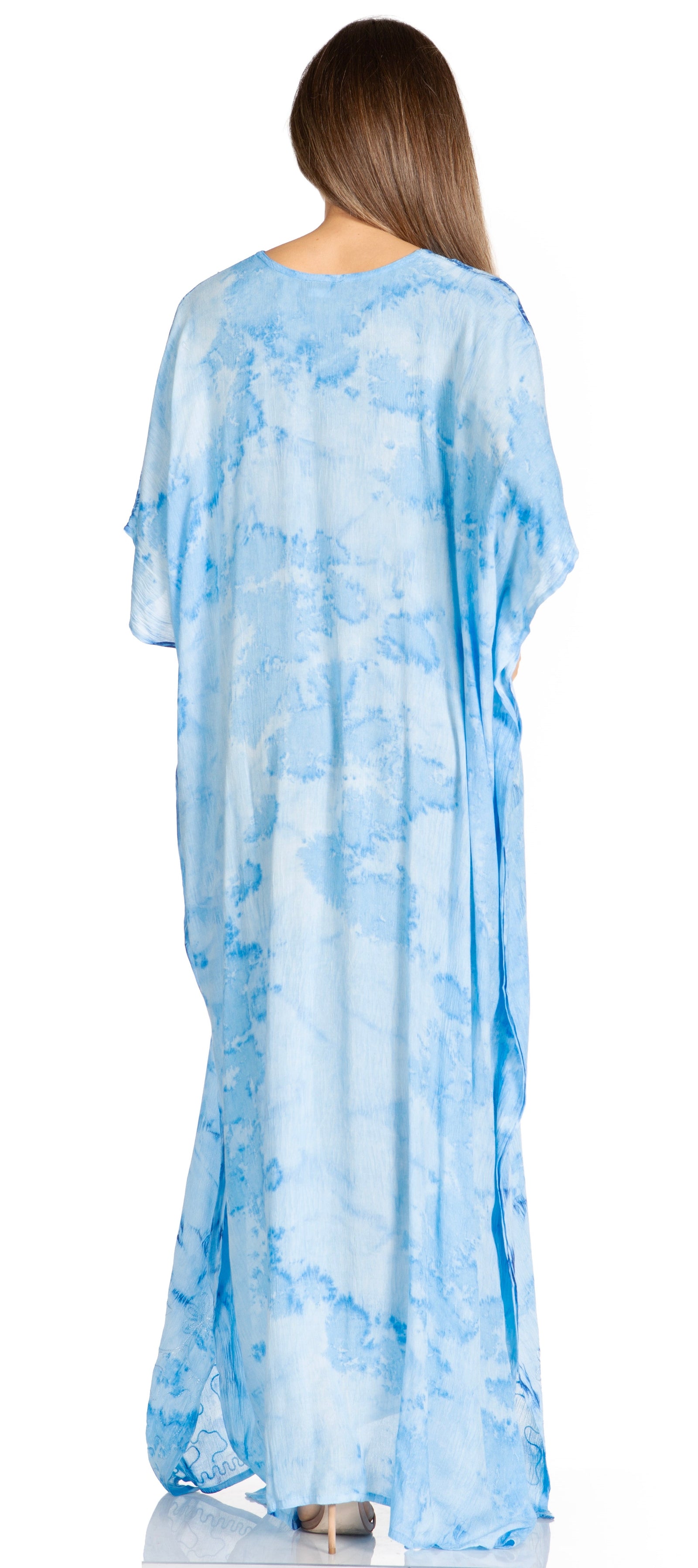 Sakkas Pilar Petite Women's Beach Maxi Caftan Dress in Short Sleeve Casual Style