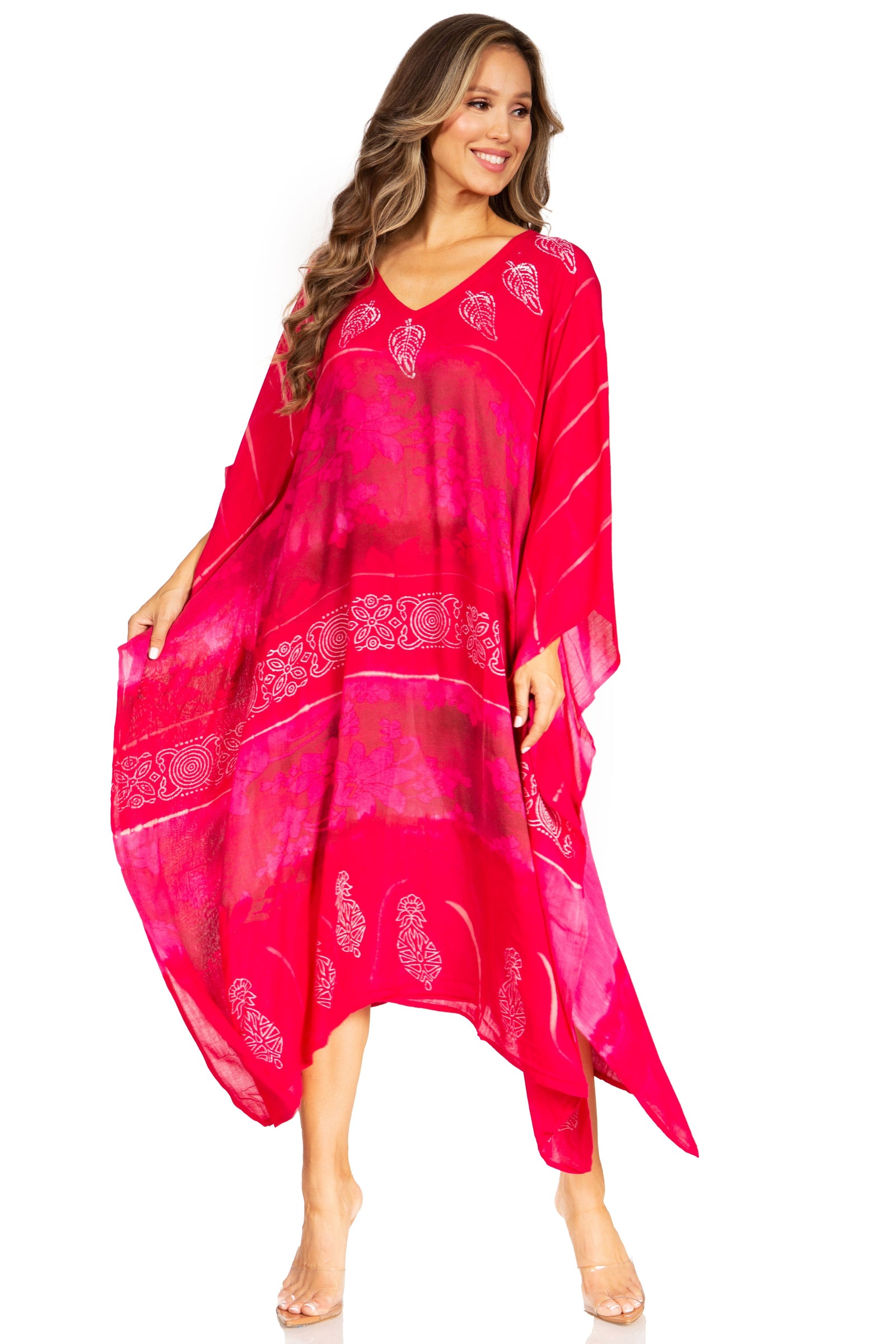 Sakkas Clementine Second Women's Tie Dye Caftan Dress/Cover Up Beach Kaftan Boho