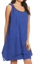 Sakkas Genna Two Layer Sleeveless Ruched Shoulder Straps Round Neck Tent Dress