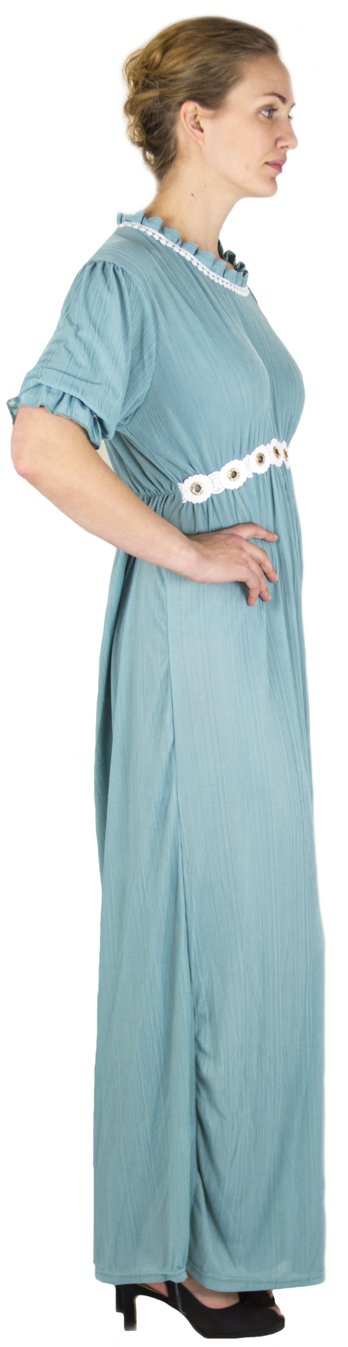 Vestido informal largo de encaje con mangas cortas y elástico para mujer de Sakkas Isabis
