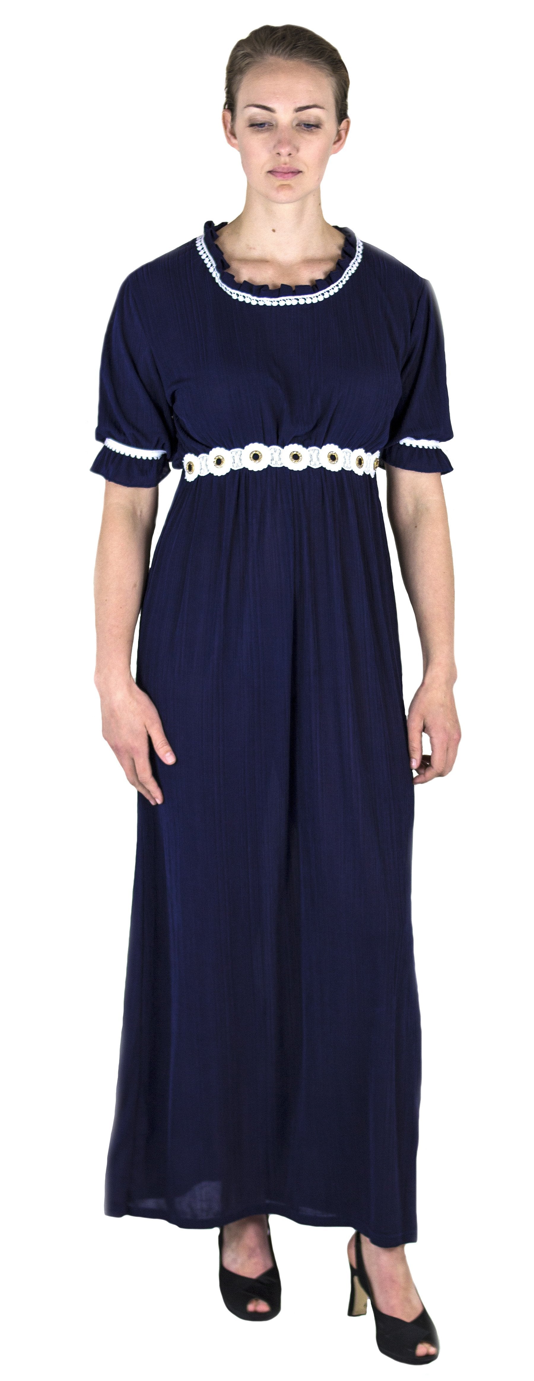 Vestido informal largo de encaje con mangas cortas y elástico para mujer de Sakkas Isabis