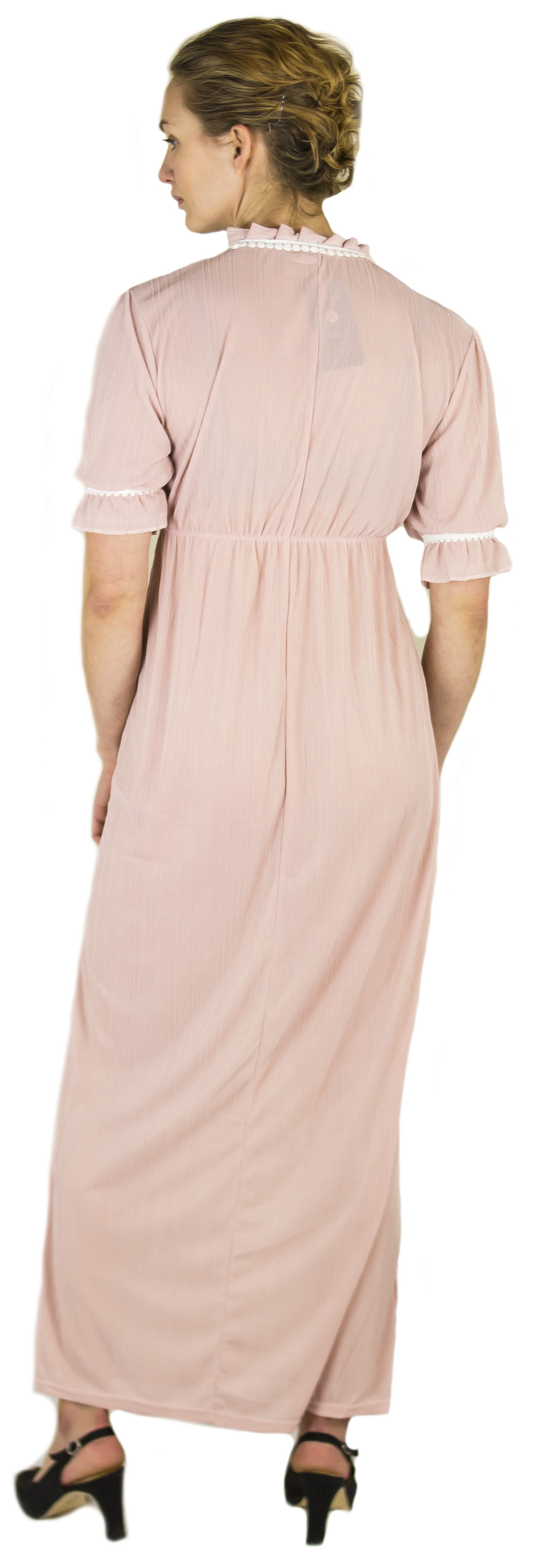 Vestido informal largo de encaje con mangas cortas y elástico para mujer de Sakkas Isabis