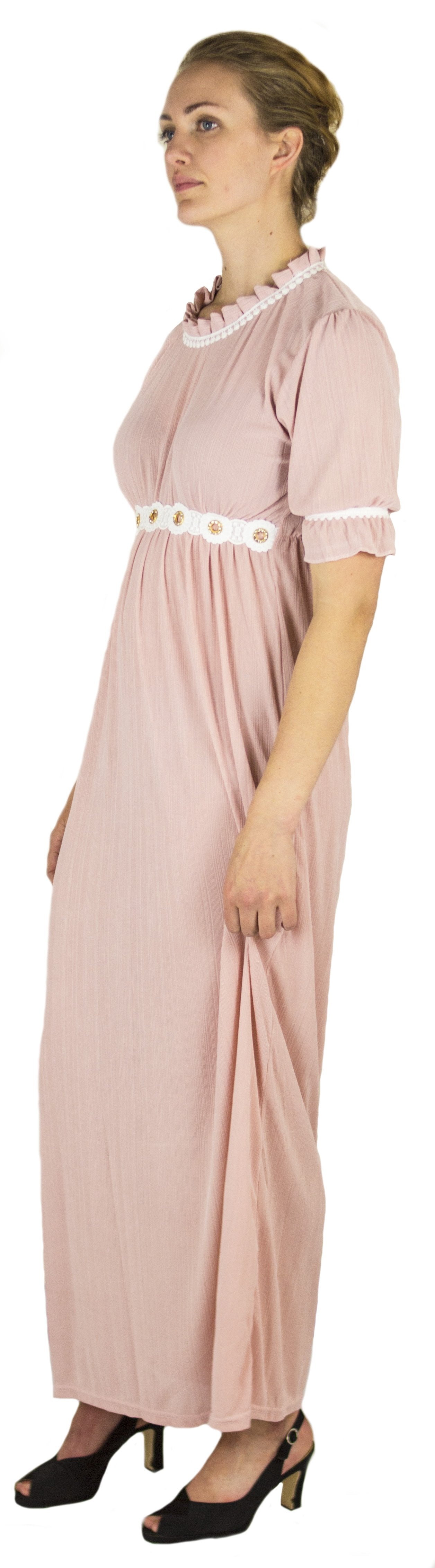 Vestido informal largo de encaje con mangas cortas y elástico para mujer de Sakkas Isabis