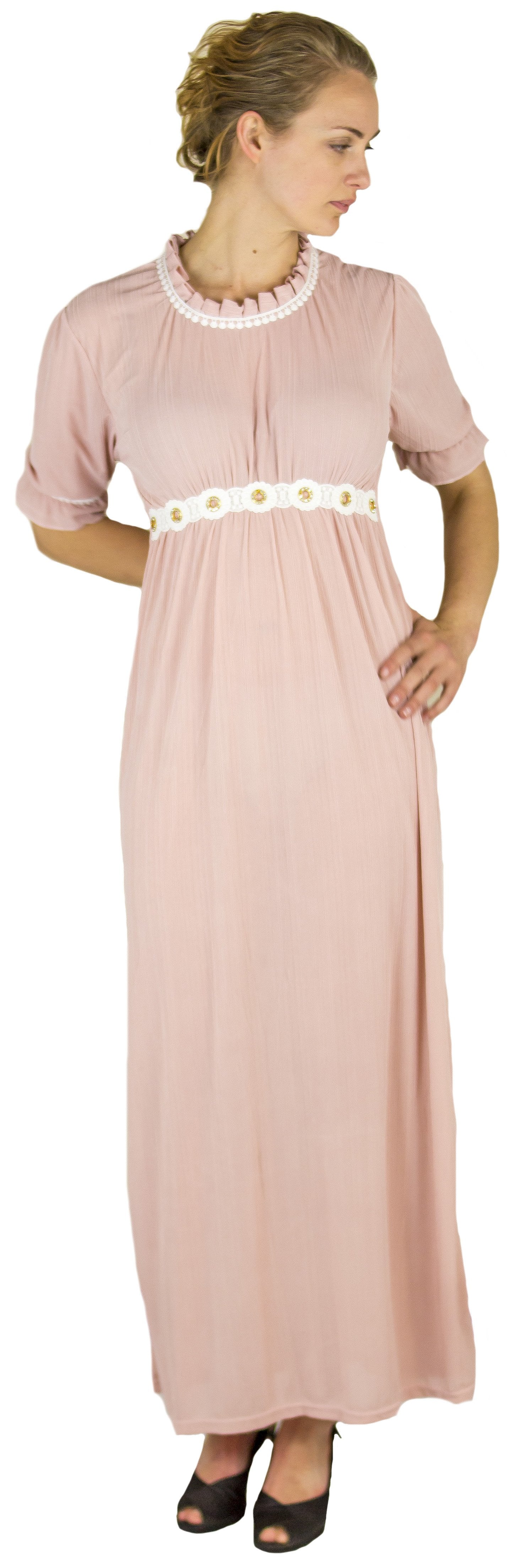 Vestido informal largo de encaje con mangas cortas y elástico para mujer de Sakkas Isabis