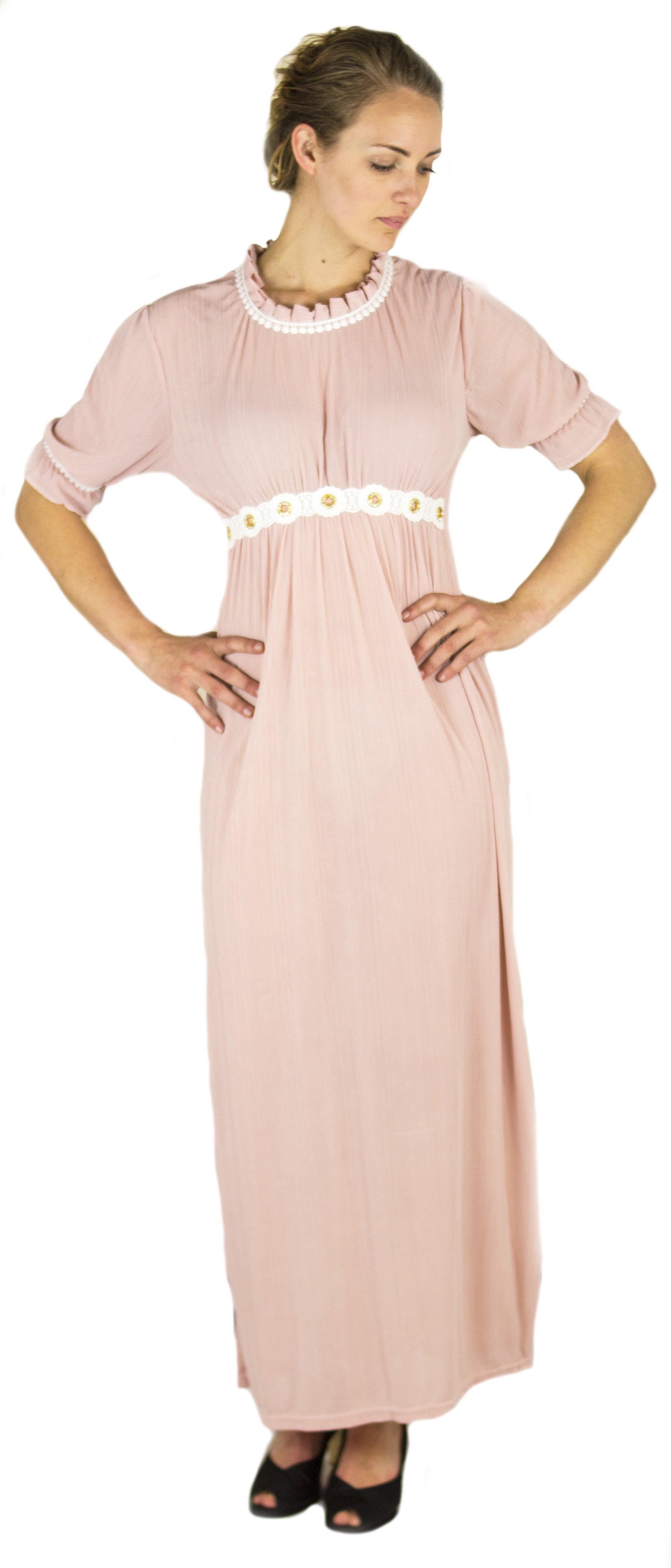 Vestido informal largo de encaje con mangas cortas y elástico para mujer de Sakkas Isabis